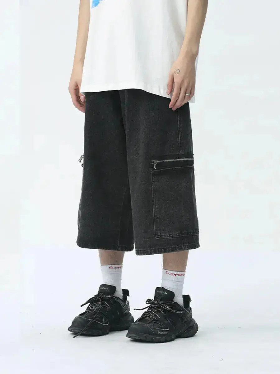 Japanese Brand Retro zipper spliced denim shorts Size US 32 / EU 48 - 1 Thumbnail