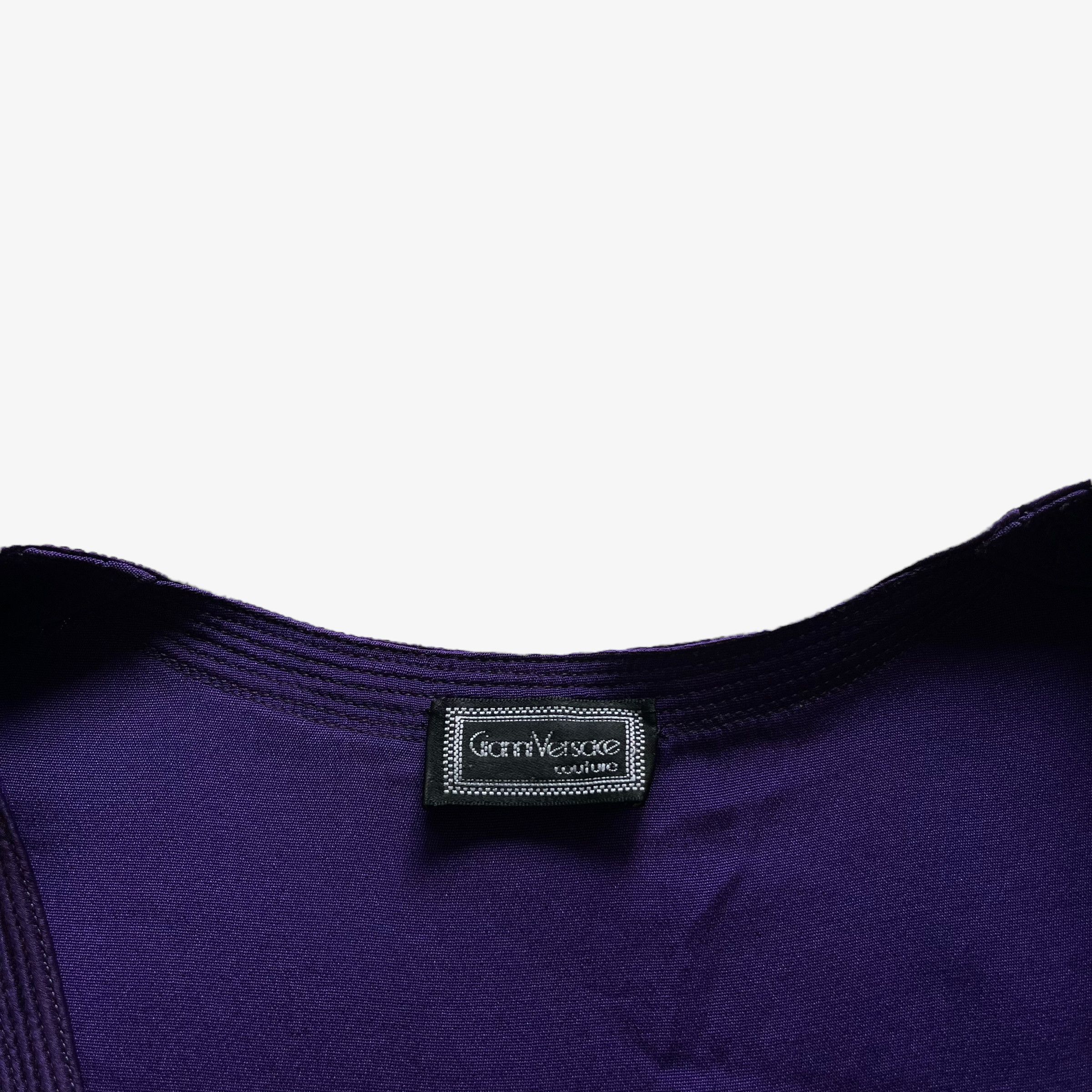 Versace Vintage 80s Women's Gianni Versace Purple Silk Top Size L / US 10 / IT 46 - 2 Thumbnail