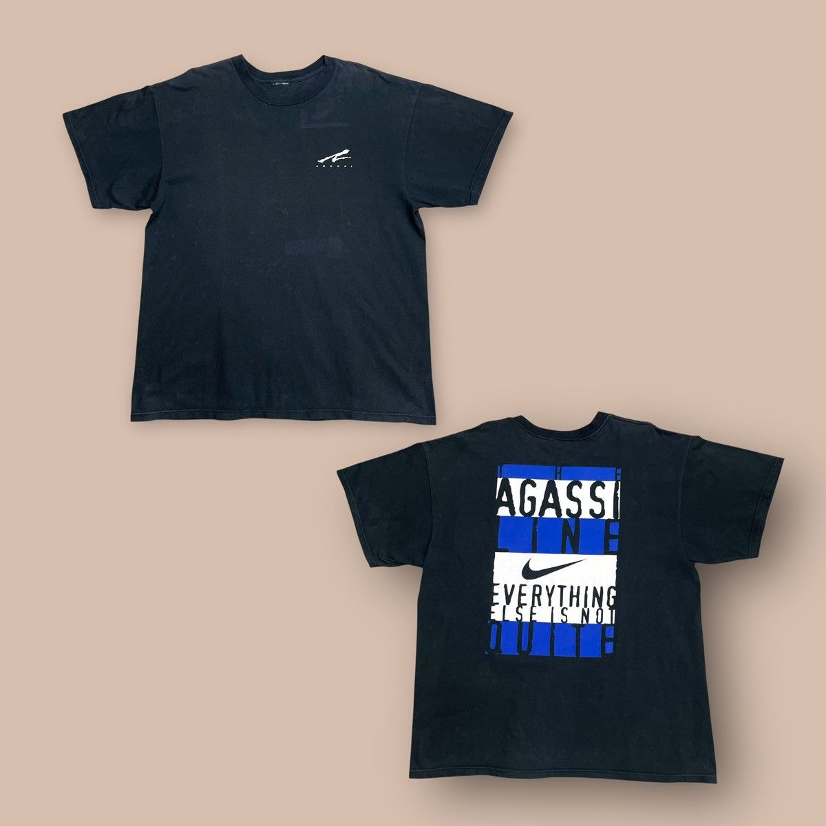 Nike Vintage 2000s Nike Agassi "EVERYTHING ELSE IS NOT QUITE" Tee Size US XL / EU 56 / 4 - 1 Thumbnail