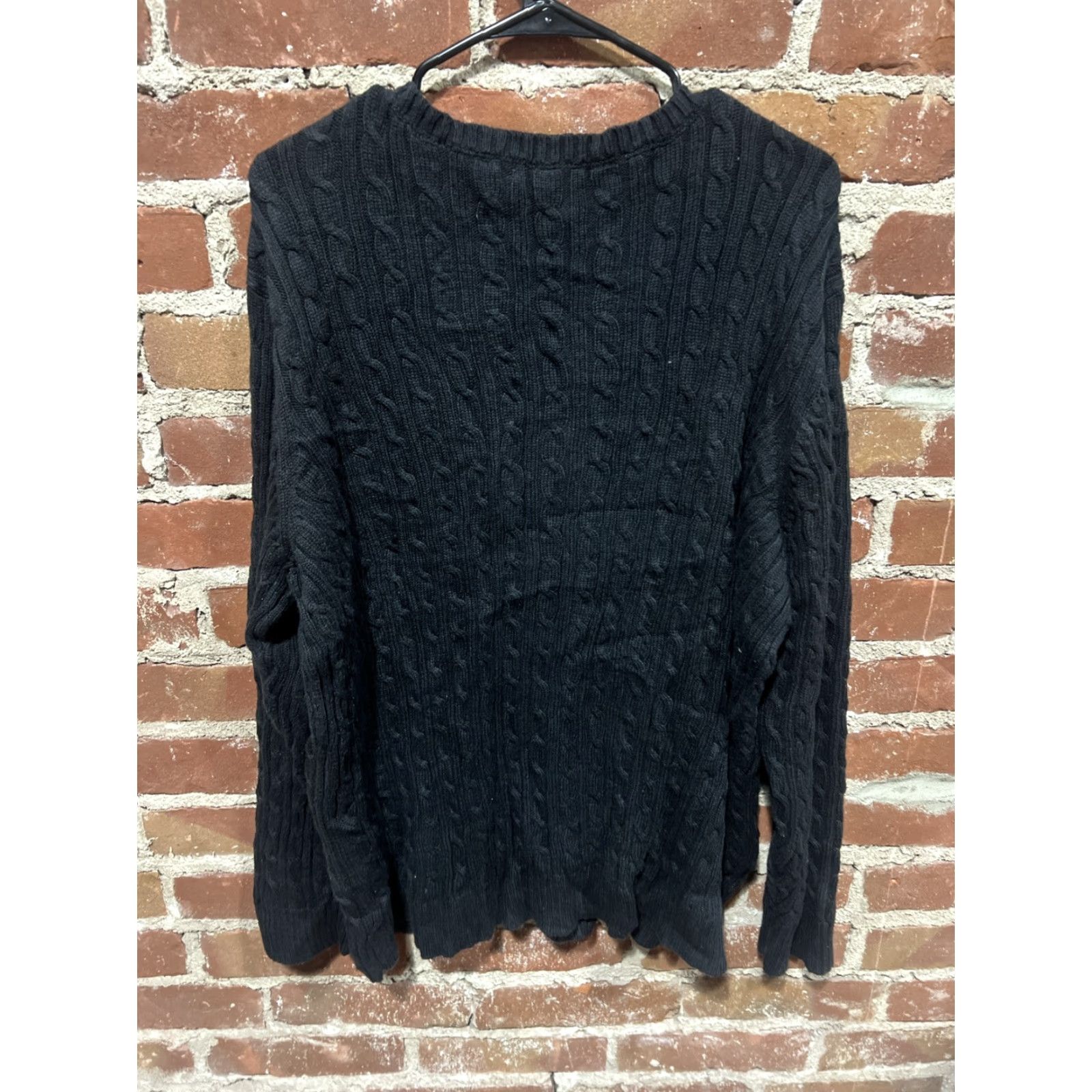Liz Claiborne VINTAGE Liz Claiborne Sweater Women 3XL Cable-Knit 100% Cotton Black Crew Neck Long Sleeve Pullover Winter Knitted Casual Regular Size XXL / US 16-18 / IT 52-54 - 4 Thumbnail