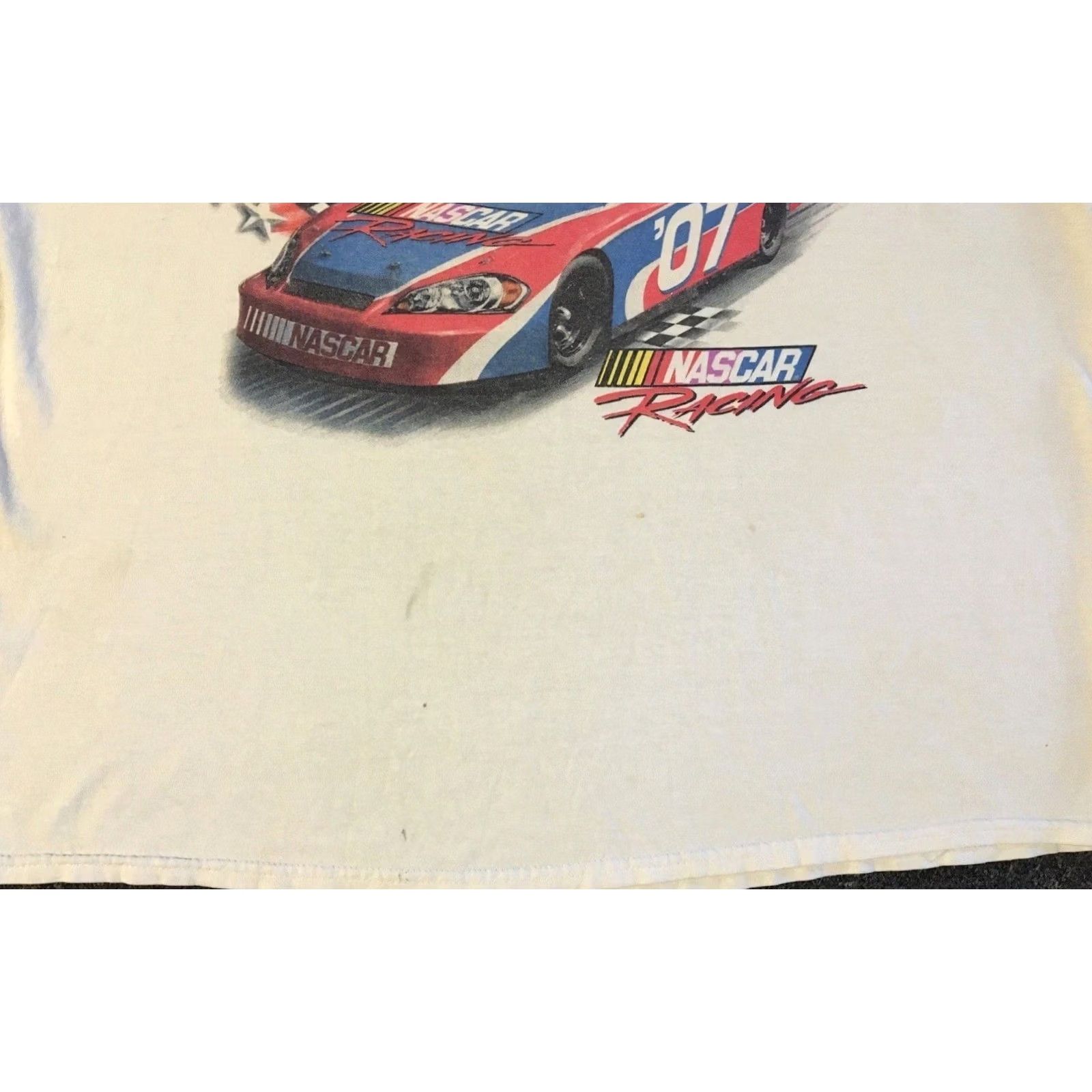 NASCAR VINTAGE NASCAR Shirt L White 90s Grunge Biker Cars Racing Distressed All Over Print Mens XL Size US L / EU 52-54 / 3 - 5 Thumbnail