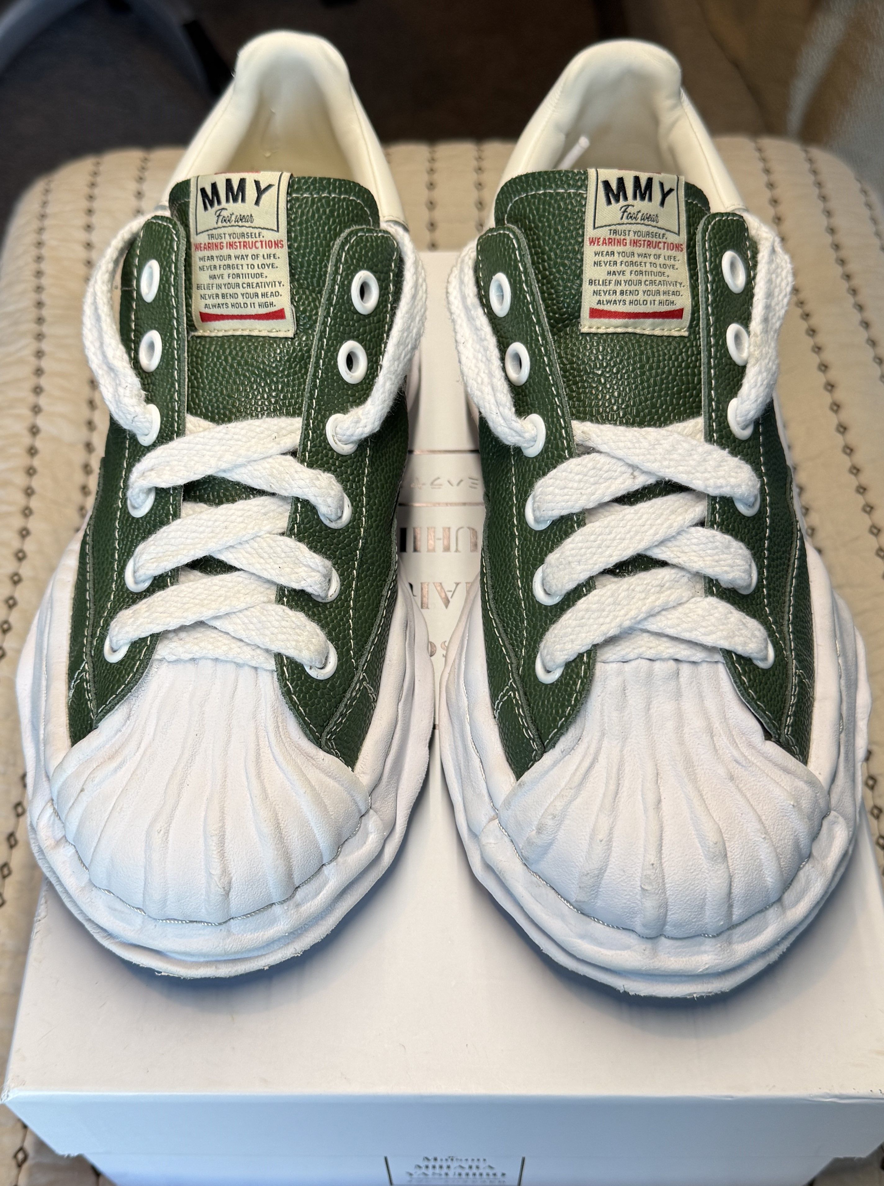 Maison MIHARA YASUHIRO MAISON MIHARA YASUHIRO MMY BLAKEY PEBBLE LEATHER GREEN SZ 43 Size US 10 / EU 43 - 1 Thumbnail