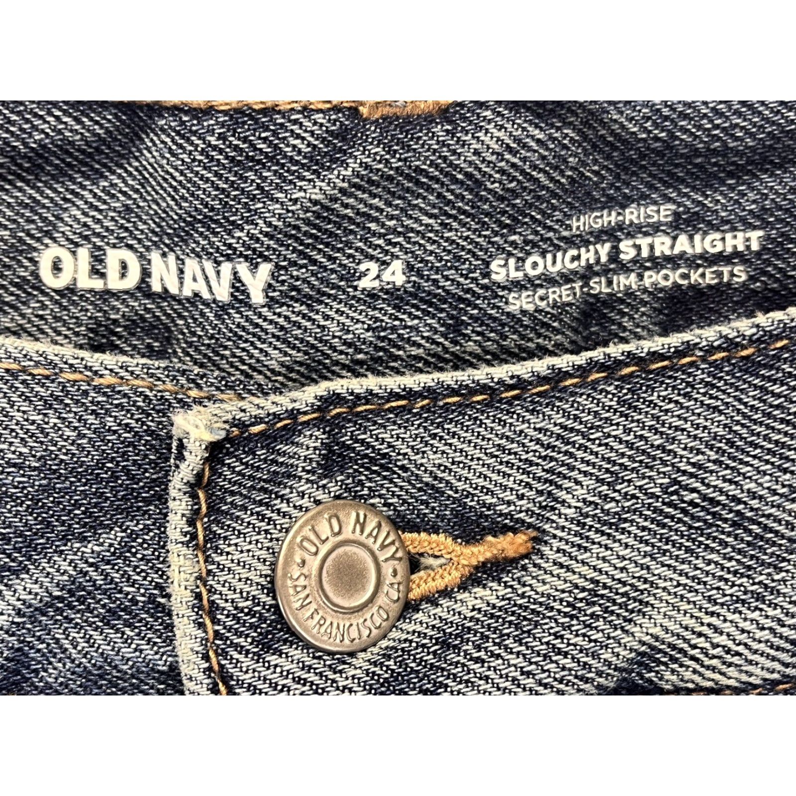 Old Navy Old Navy Women's Plus Size Jeans Sz 24 High Rise Slouchy Straight Crop Distressed NWT Blue Denim 100% Cotton Raw Hem Distressed Size 42" / US 20 - 5 Thumbnail