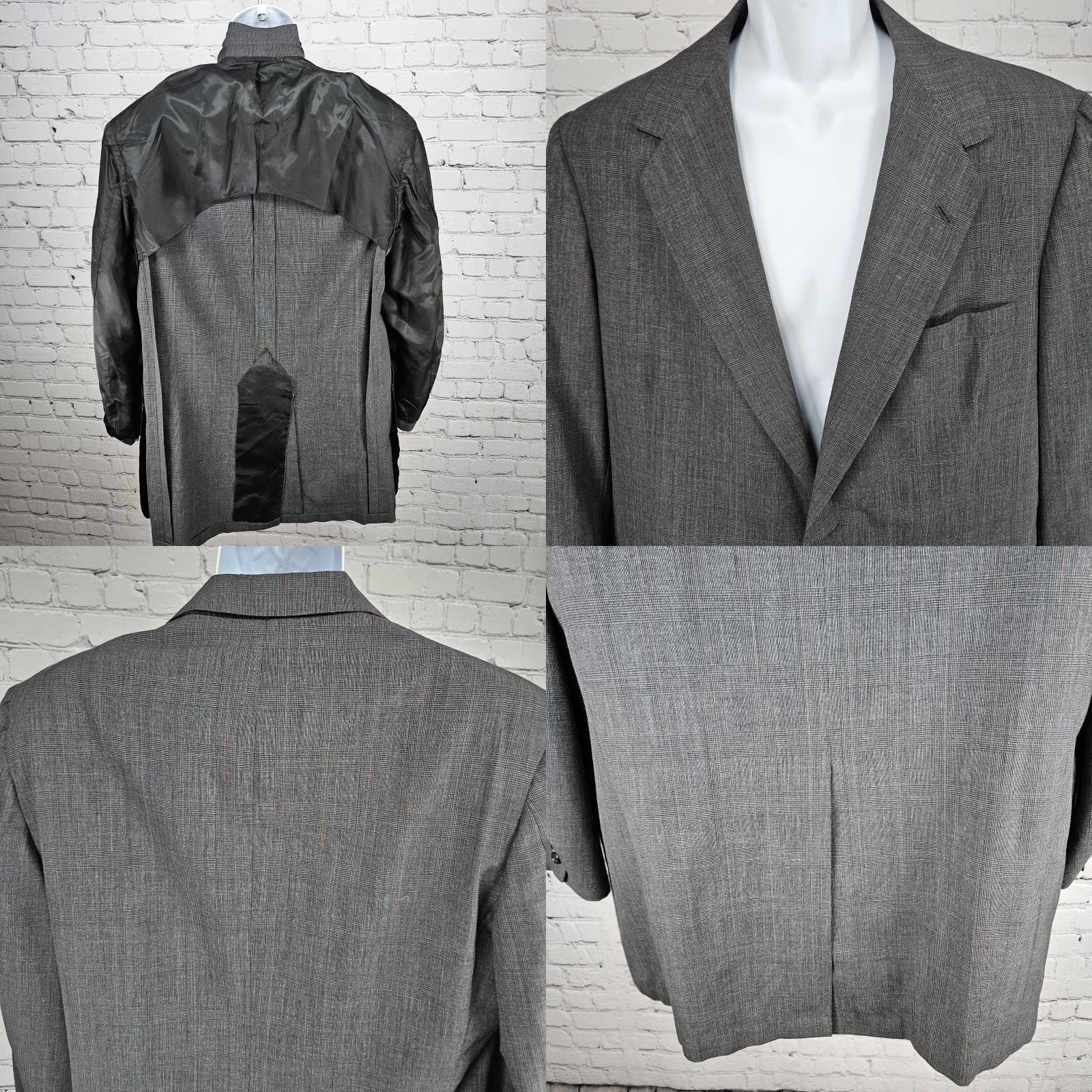Vintage VINTAGE Oxxford Blazer Sport Coat Grey 2 Button Notch Lapel Single-Breasted Wool 43L Men Fashion Size 46R - 8 Thumbnail