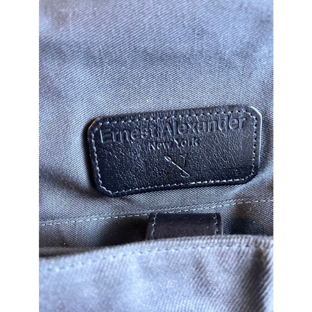Ernest Alexander Ernest Alexander Messenger Bag Grey Canvas Black Leather Size 28 - 4 Thumbnail