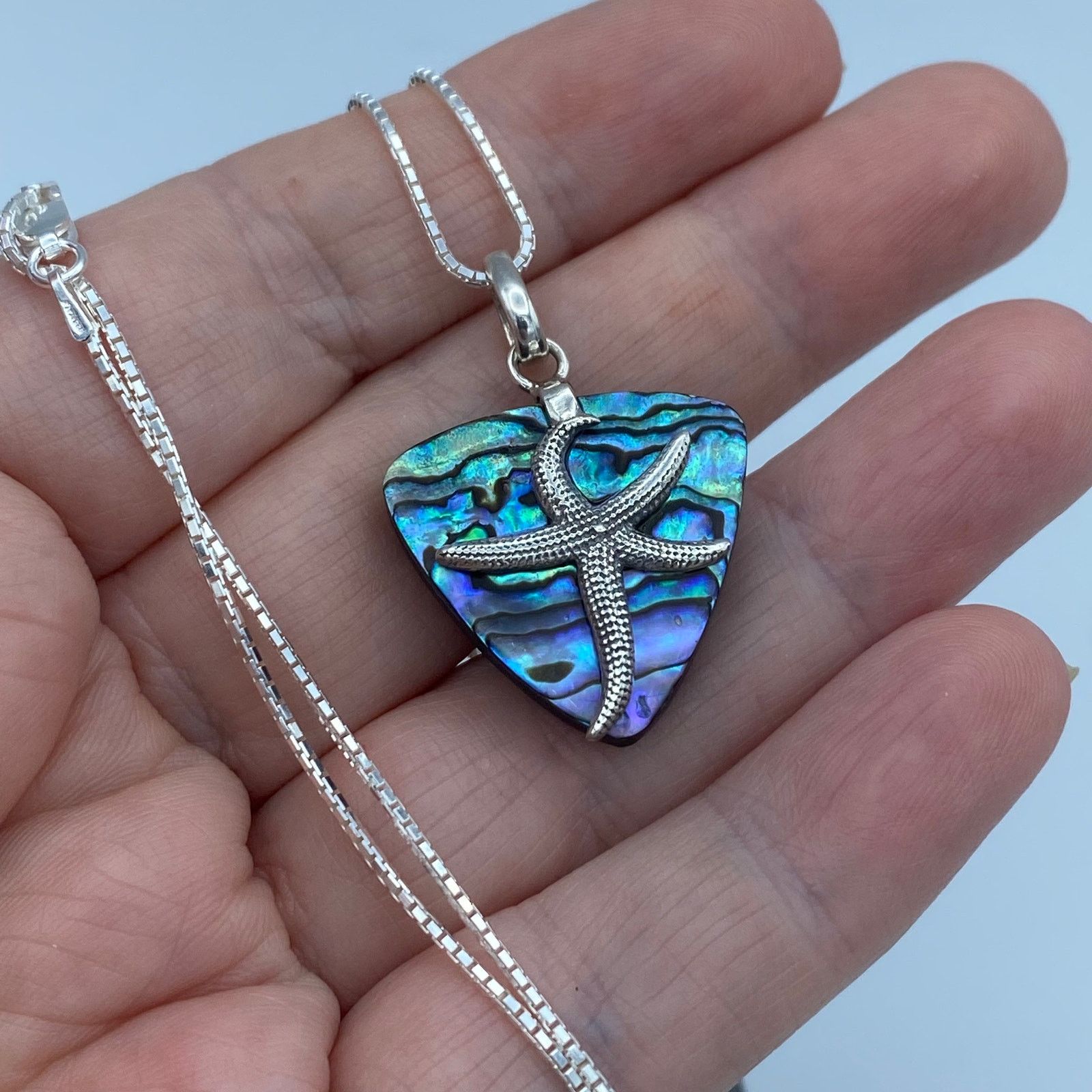 The Unbranded Brand Mermaids Dream Abalone Sterling Silver Star Fish Necklace Size ONE SIZE - 3 Thumbnail