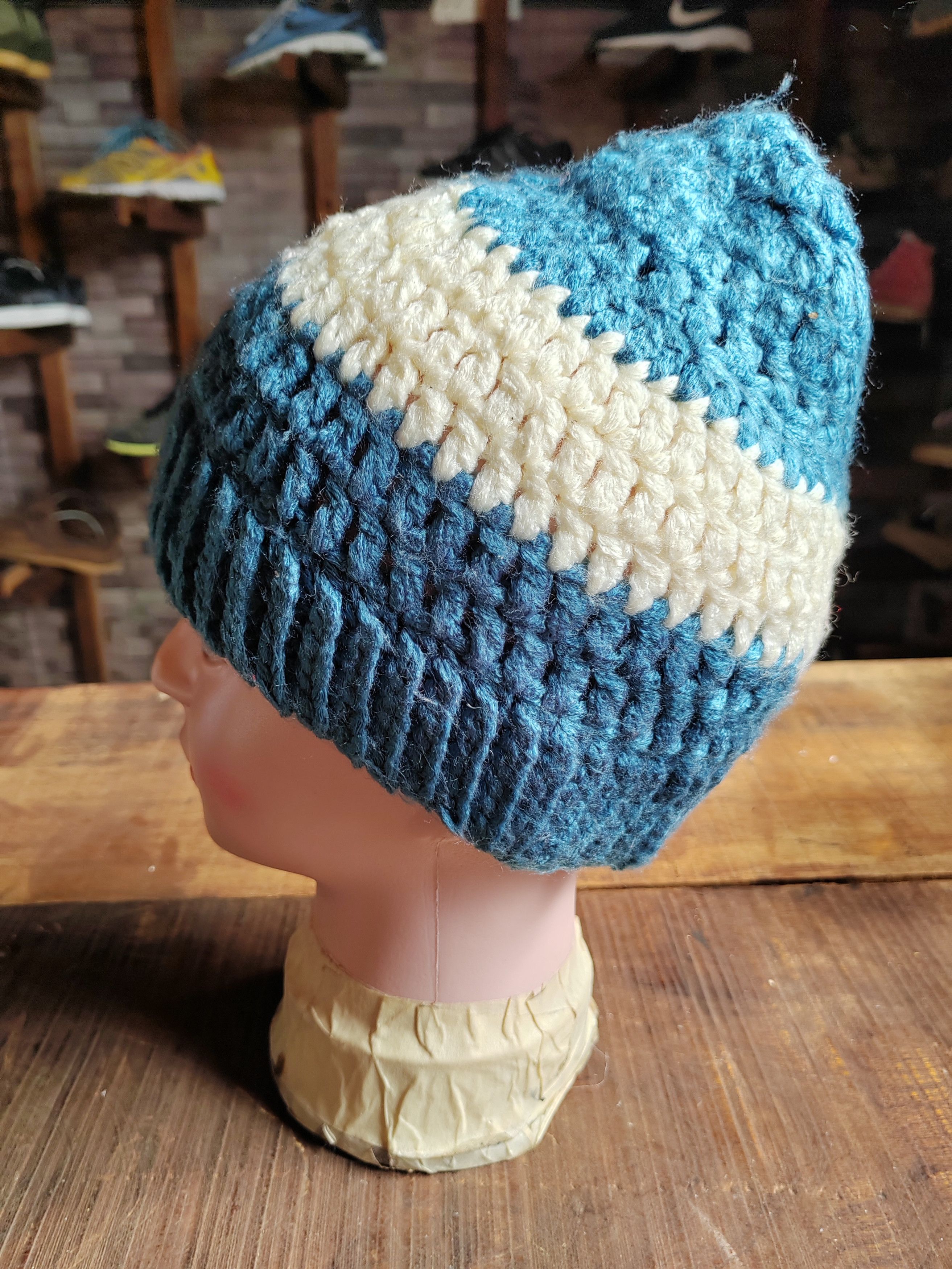Japanese Brand Vintage Japanese Style Crochet knitted Handmade Big Beanie Size ONE SIZE - 1 Thumbnail