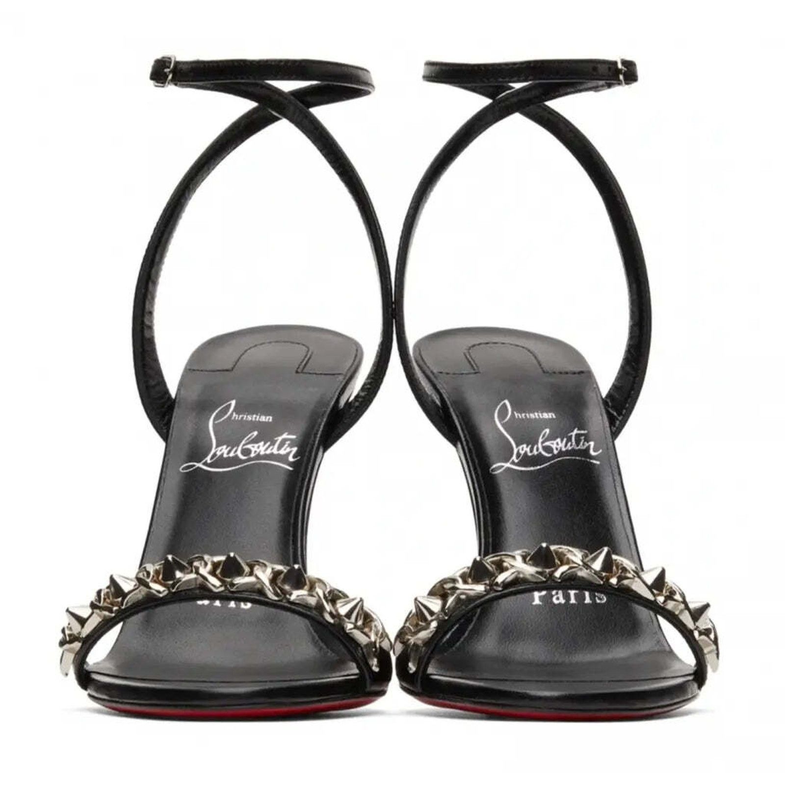 Christian Louboutin Loubigirl Chain 100 Black Ankle Strap Sandal Heel Pump 35.5 Size US 5.5 / IT 35.5 - 6 Thumbnail