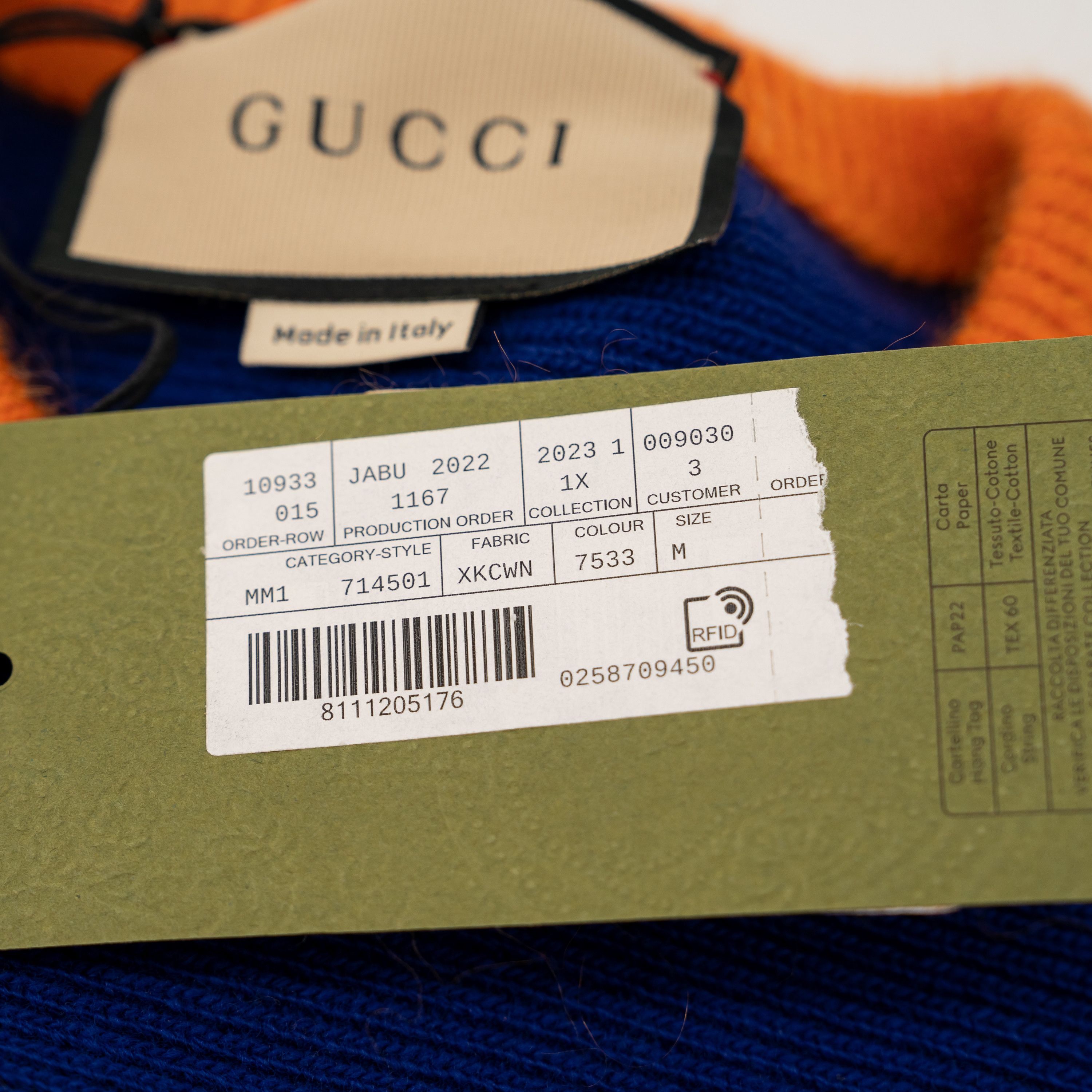 Gucci M Gucci Orange Year of the Rabbit Mohair Sweater Orange Blue Size US M / EU 48-50 / 2 - 10 Thumbnail