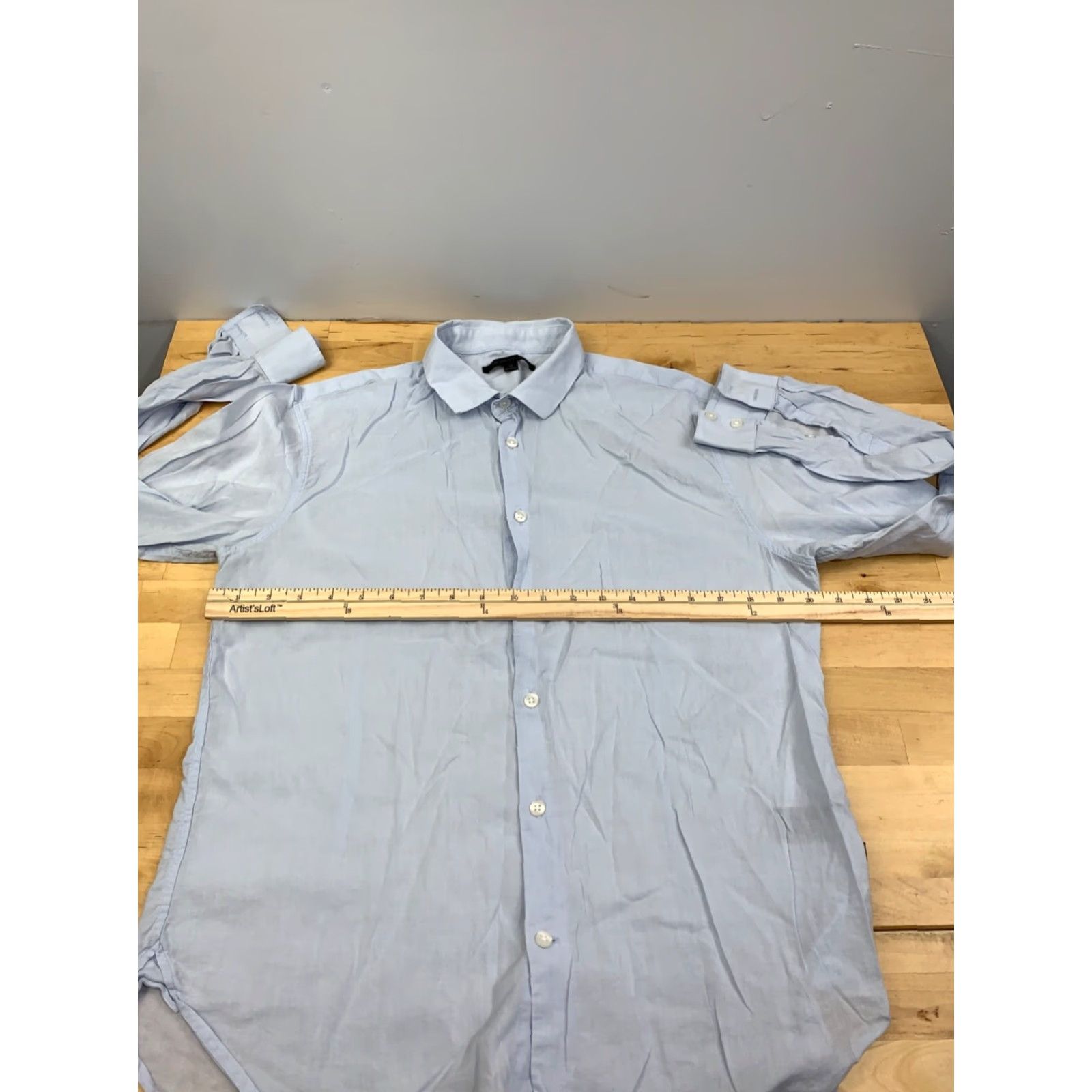 John Varvatos John Varvatos Button-Up Shirt Men M Light Blue Long Sleeve Casual 11102 Size US M / EU 48-50 / 2 - 5 Thumbnail
