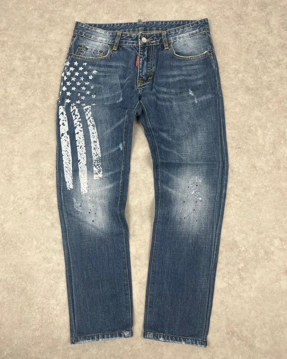 Dsquared2 SS2012 Dsquared2 Blue USA Flag Print Blue Denim Jeans Size US 30 / EU 46 - 1 Thumbnail