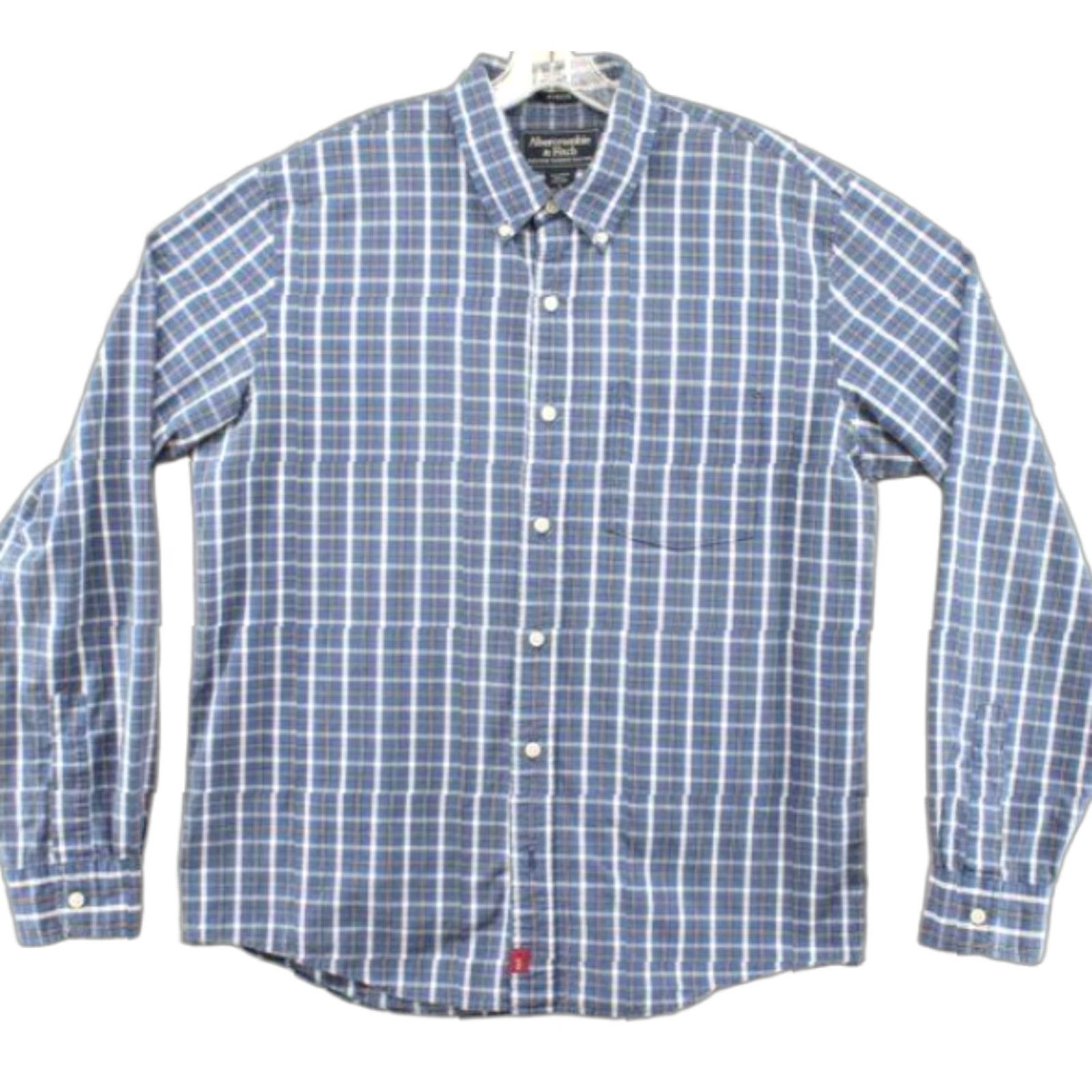 Abercrombie & Fitch VINTAGE Abercrombie & Fitch Muscle Fit Shirt Men Large Blue Plaid Button-Up Casual Streetwear 90s Mens Size US L / EU 52-54 / 3 - 1 Thumbnail