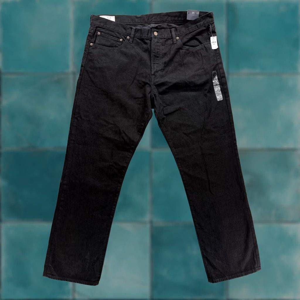 Gap Gap Jeans Mens 40x32 Denim Straight Black Dark Wash NWT Regular Pants Waist 40 Inseam 32 Cotton Zip Size US 40 / EU 56 - 1 Thumbnail