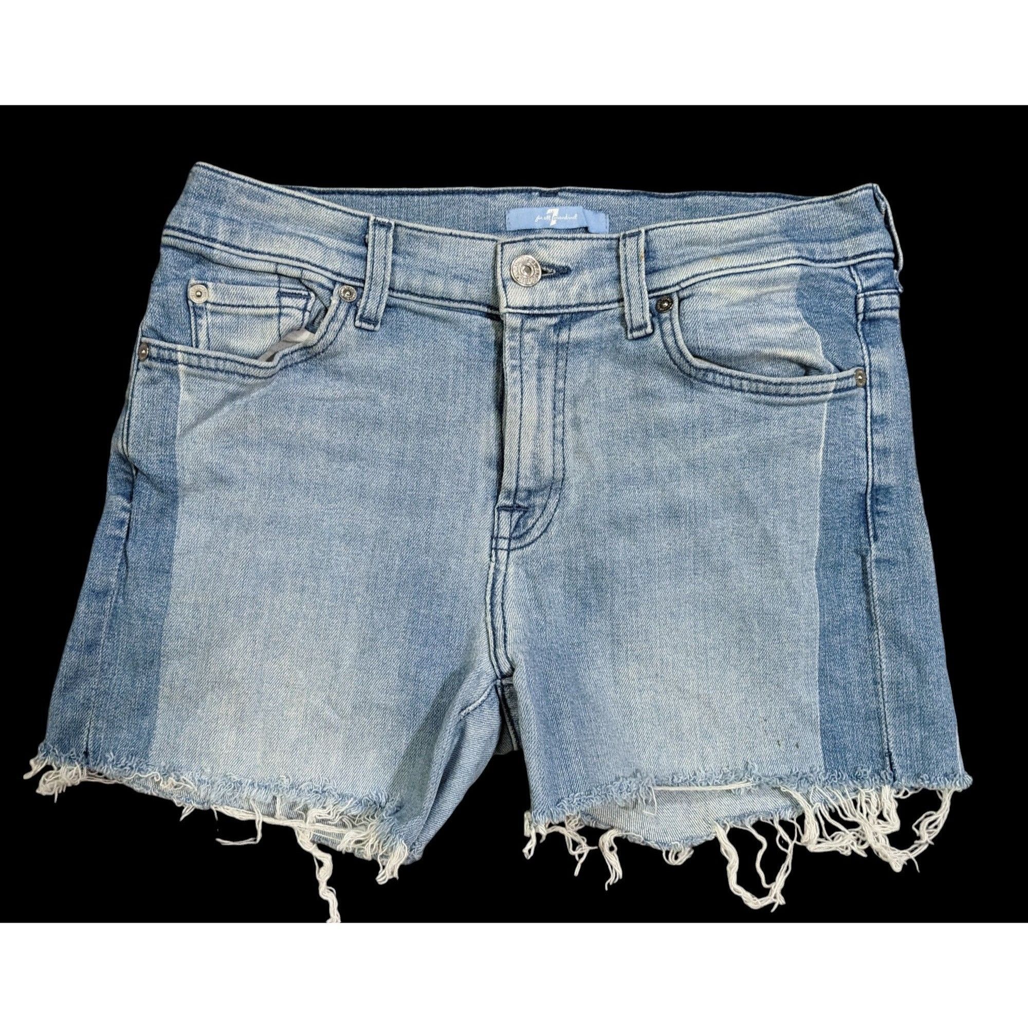 7 For All Mankind Distressed Two-Tone Cut-Off Denim Shorts by 7 For All Mankin Size 30" / US 8 / IT 44 - 1 Thumbnail