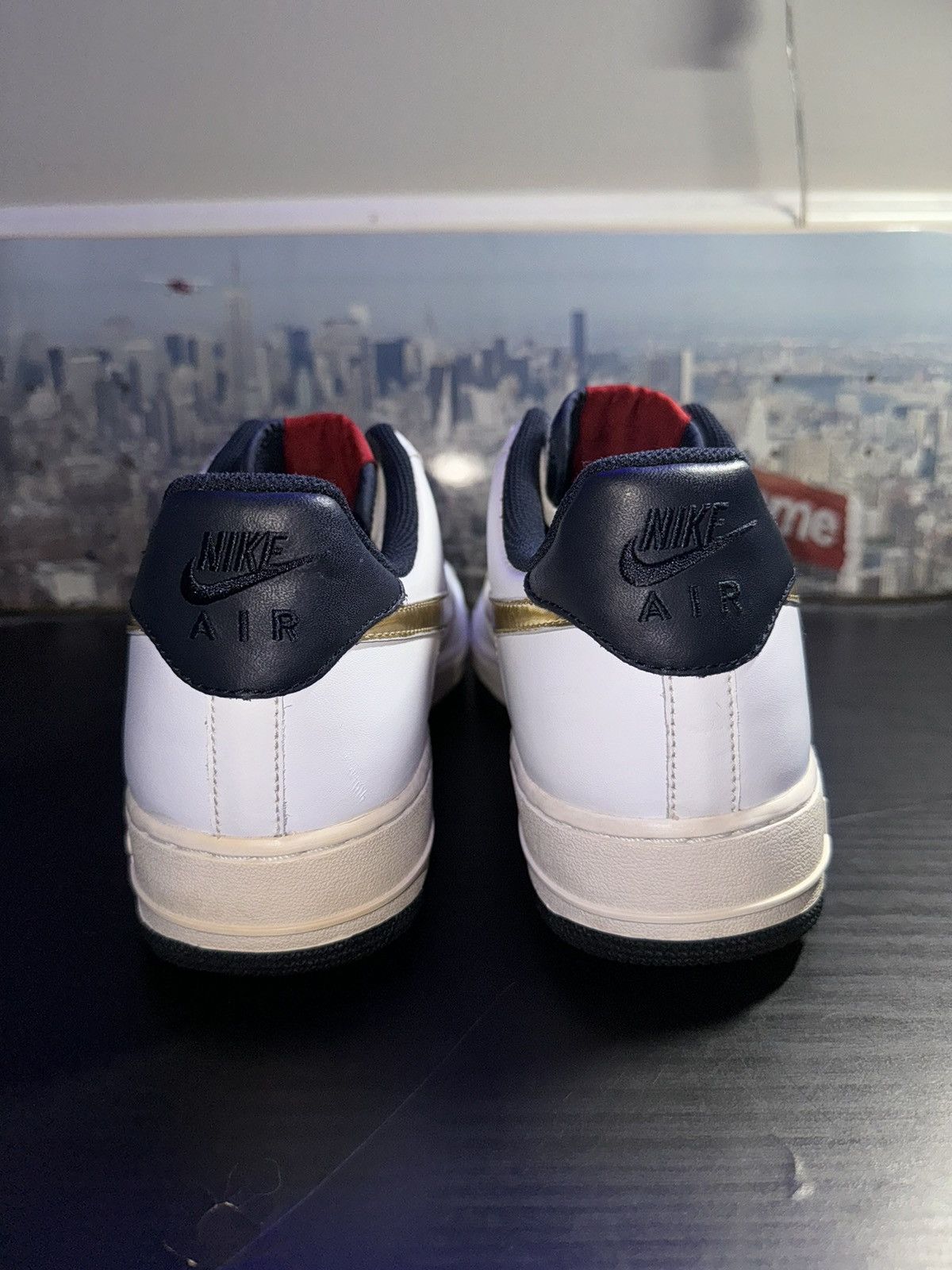 Nike × USA Olympics Nike Air Force 1 '07 Olympic 2008 White Gold Obsidian Size US 11 / EU 44 - 5 Thumbnail