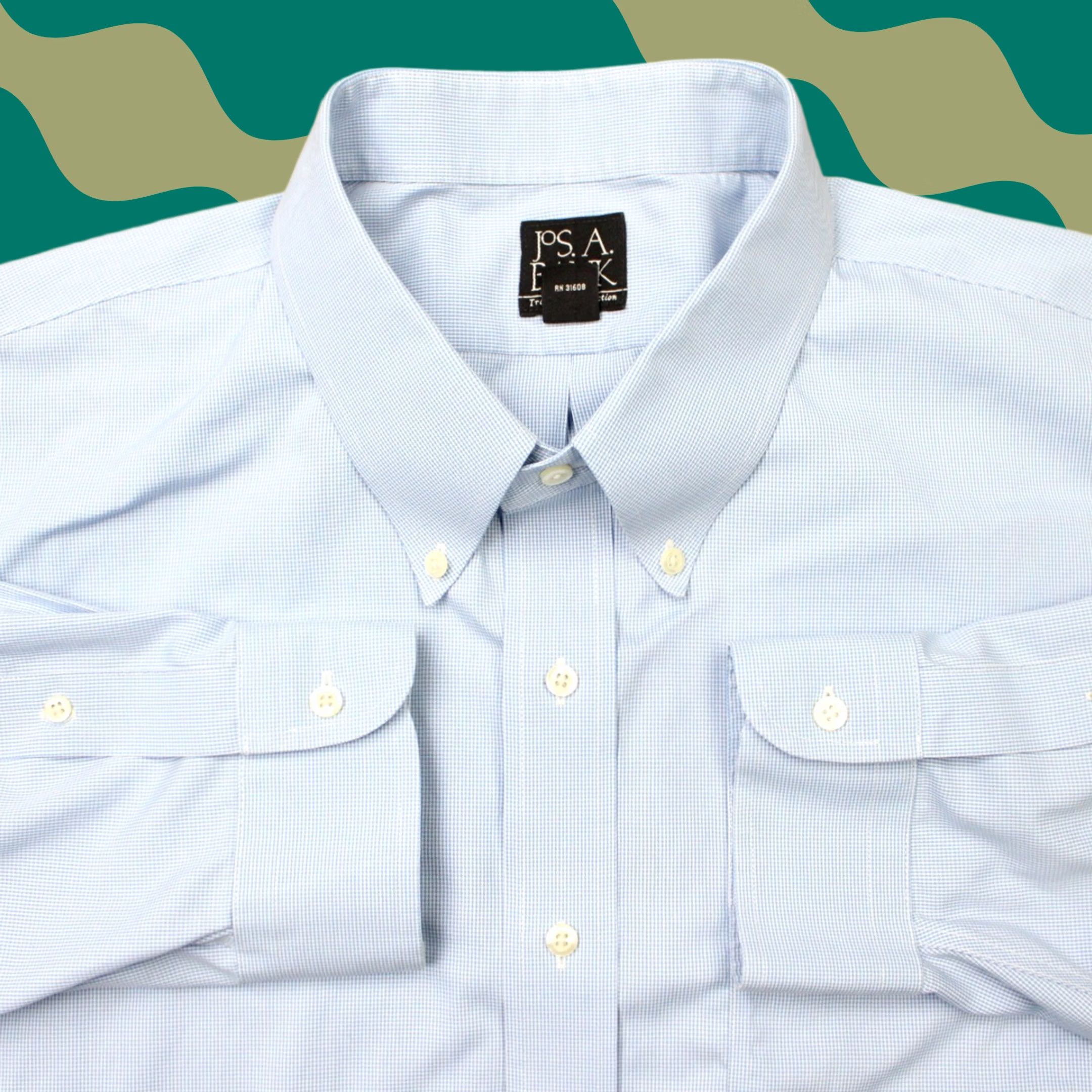 Jos. A. Bank Jos. A. Bank Shirt Mens 19, 36 Blue Traveler 100% Cotton Long Sleeve Button Down Dress Shirt Mens Blue 100% Cotton Classic Checked Decade- N/A Size US XXL / EU 58 / 5 - 1 Thumbnail