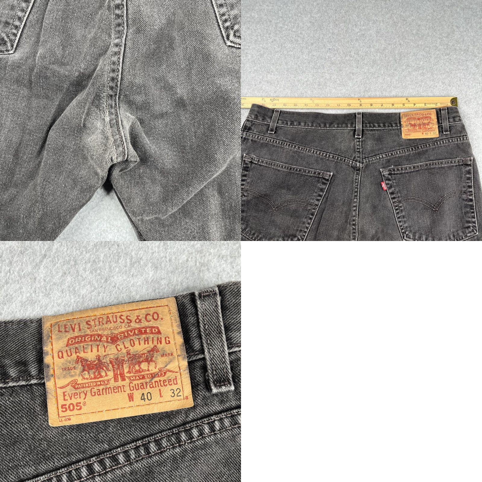 Levi's Levi's 505 Denim Jeans Regular Straight Fit Dark Grey 5 Pocket Mens 40x32 Size US 40 / EU 56 - 9 Thumbnail