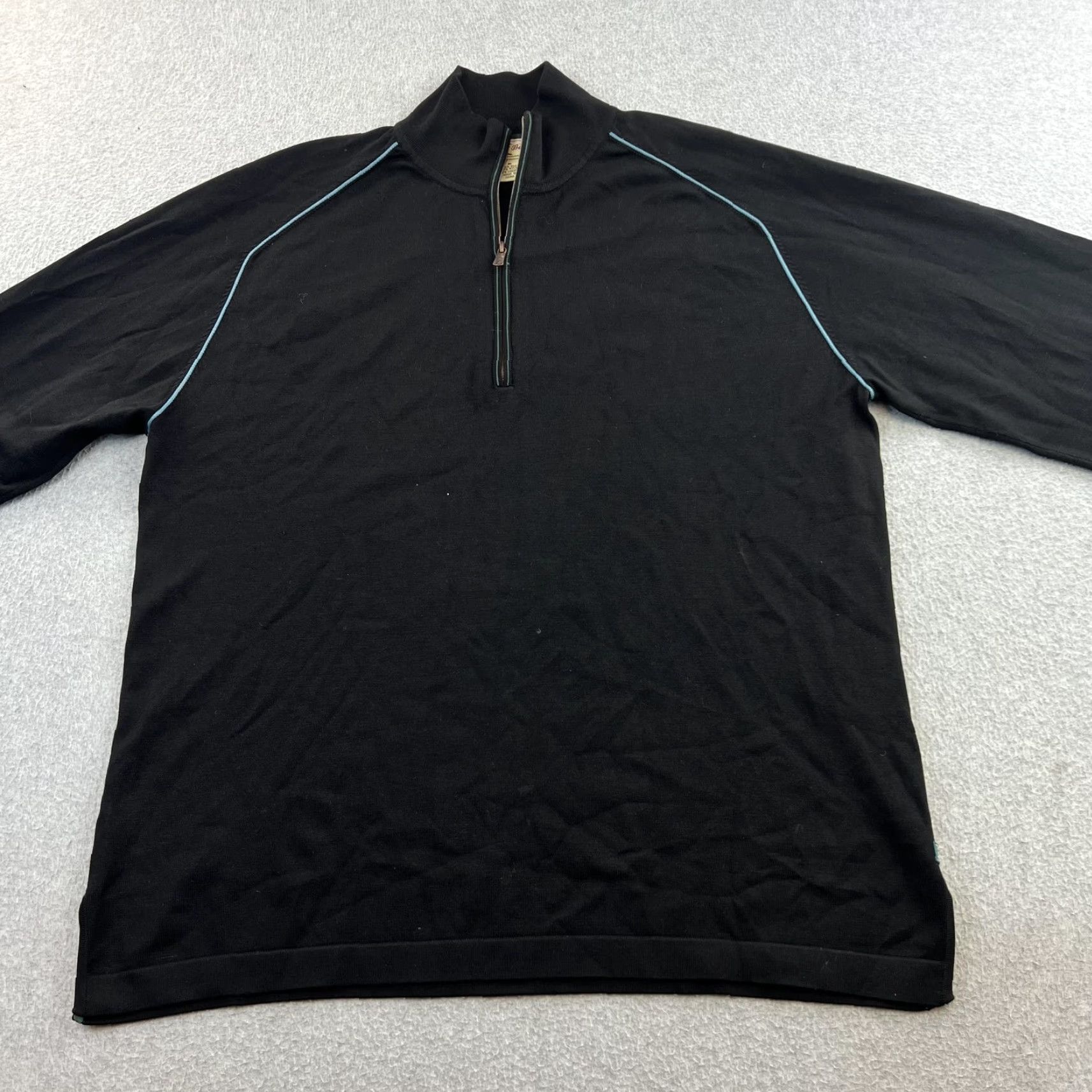 Tommy Bahama Tommy Bahama Sweater Mens M Black 1/4 Zip Mock Neck Silk Blend Pullover Size US M / EU 48-50 / 2 - 4 Thumbnail