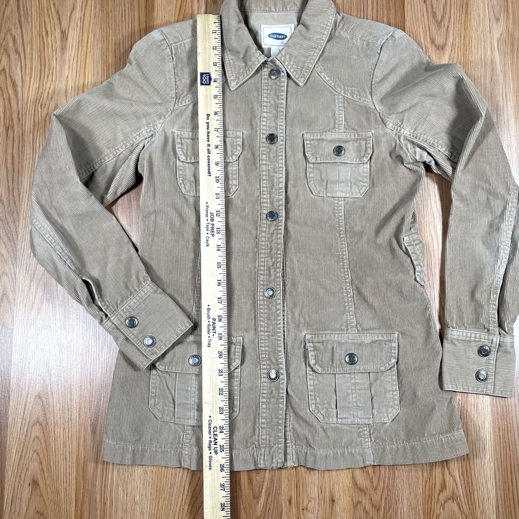 Old Navy VINTAGE Old Navy Jacket Coat Womens S Small Beige Corduroy Pearl Snap Button 100% Cotton Size S / US 4 / IT 40 - 3 Thumbnail