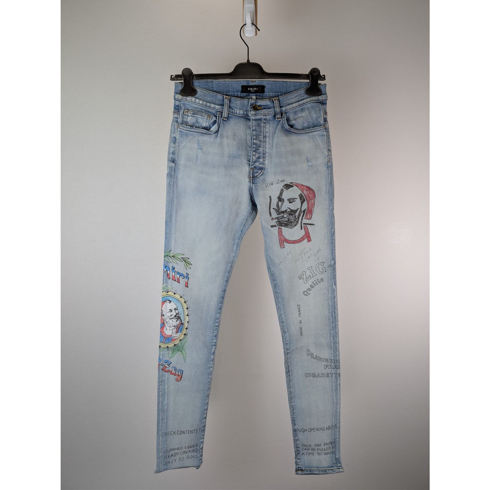 Amiri o1rshd1 Zig Zag Jean Denim Jeans in Light Indigo 29 Size US 29 - 10 Thumbnail