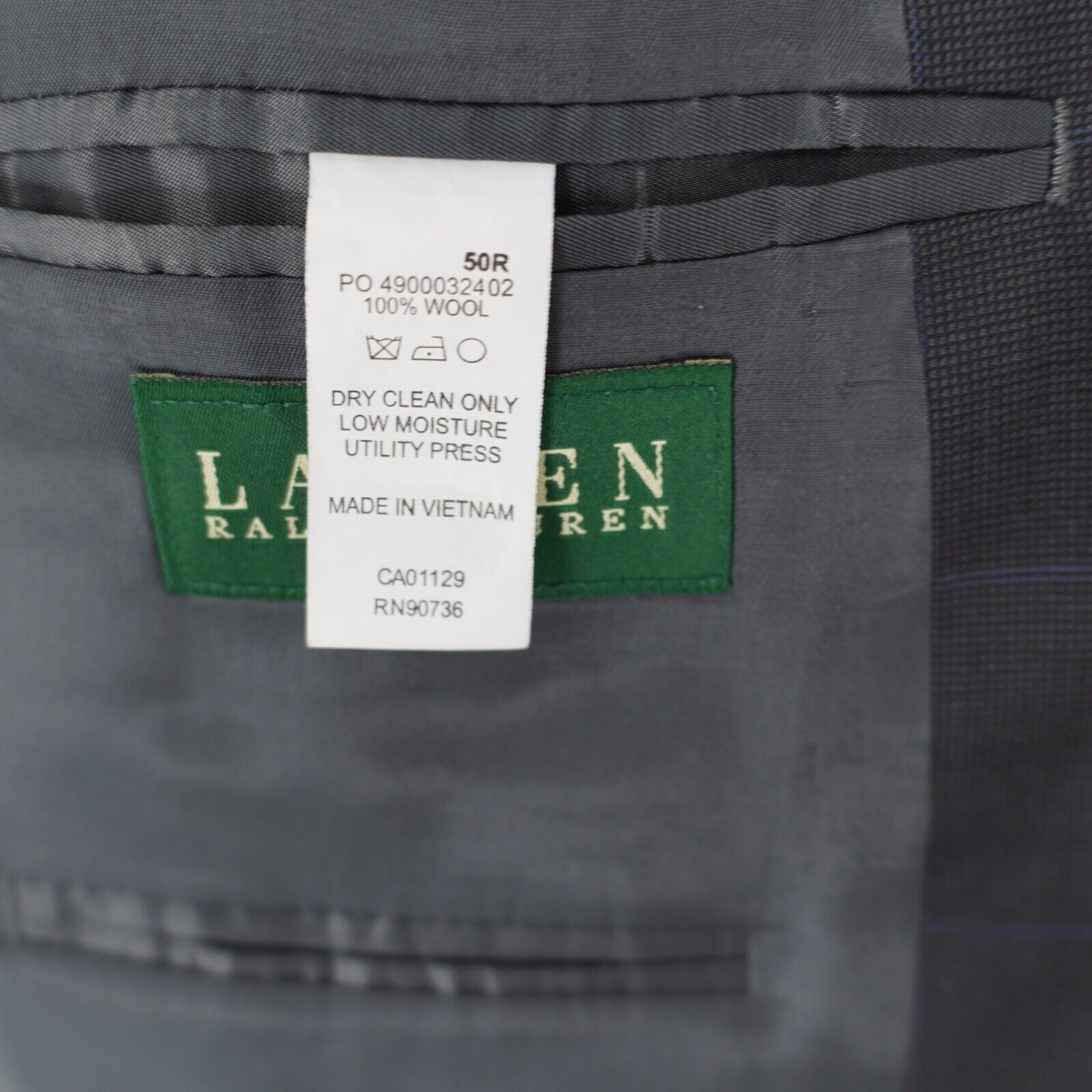 Lauren Ralph Lauren Lauren Ralph Lauren Gray Nailshead Blue Windowpane Wool 2 Bu Size 48R - 9 Thumbnail