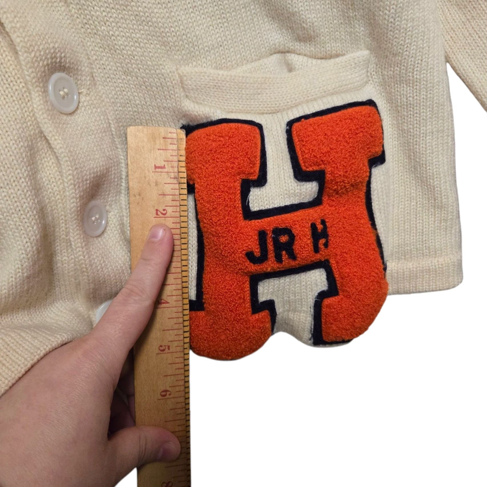 Vintage VINTAGE Puritan Letterman Varsity Cardigan Sweater M Cream 1950s Boys Mens Girls Size US M / EU 48-50 / 2 - 6 Thumbnail
