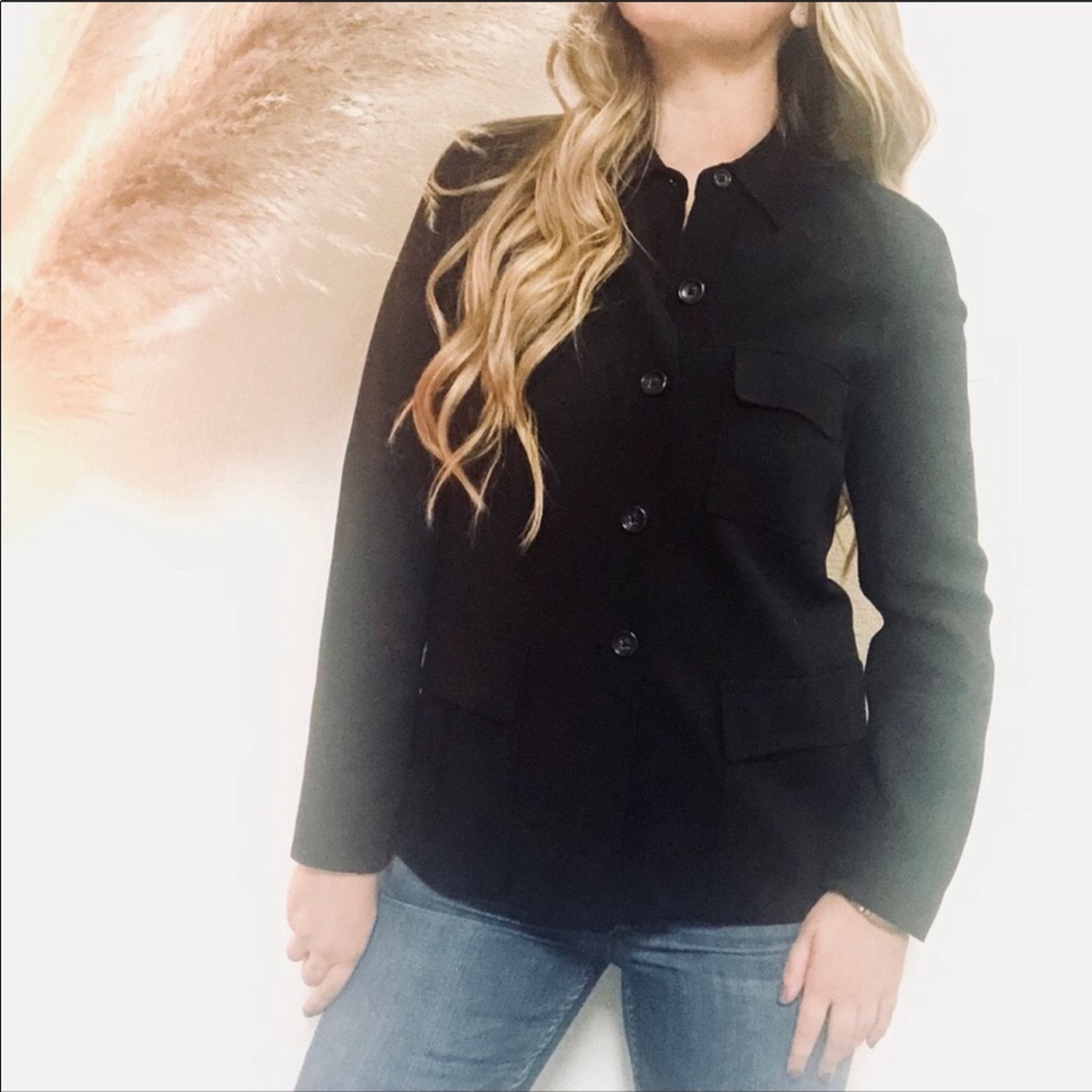 Banana Republic BANANA REPUBLIC Black Lightweight Button Shacket Coat Jacket Size M / US 6-8 / IT 42-44 - 3 Thumbnail