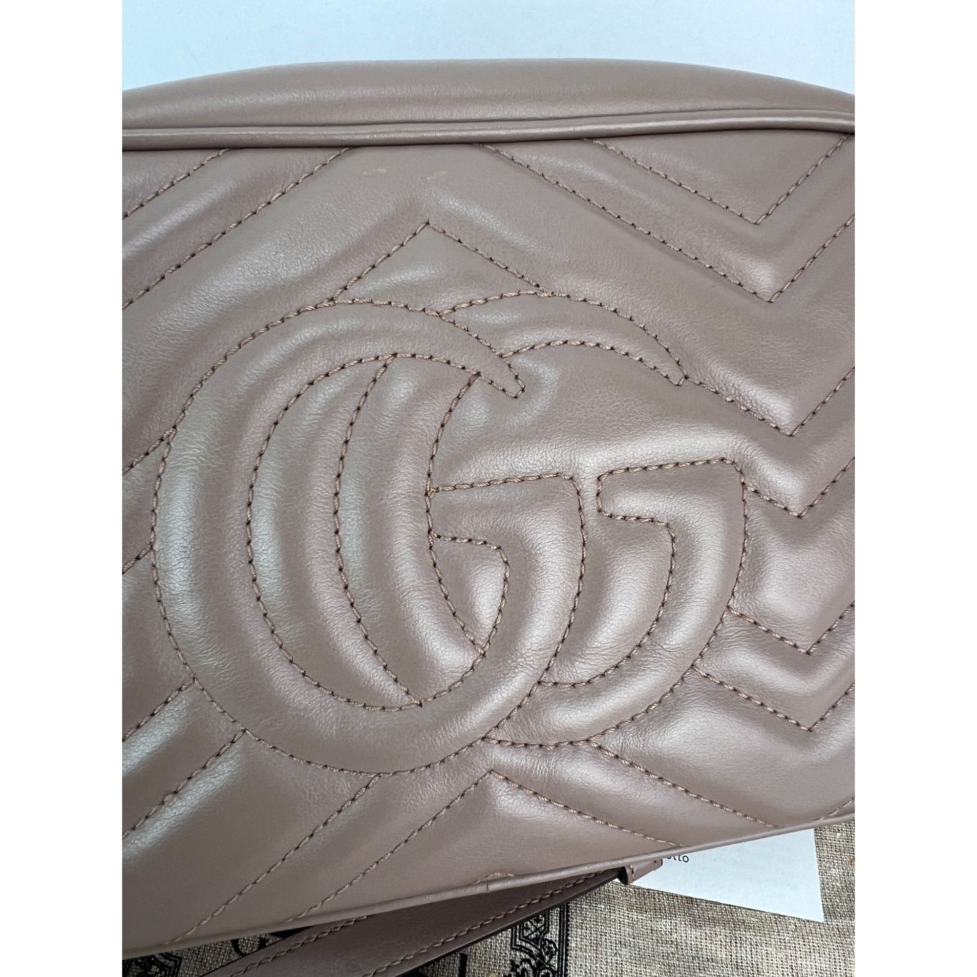 Gucci Gucci GG Marmont Small Chain Beige Matelasse Leather Crossbo Size ONE SIZE - 12 Thumbnail
