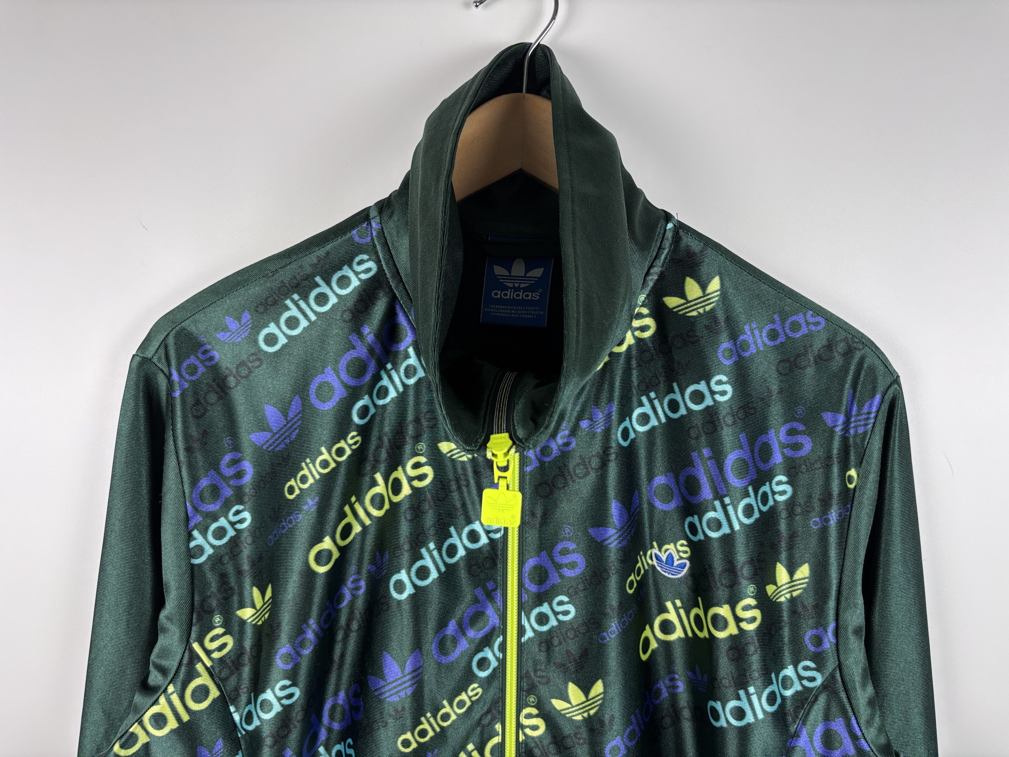 Adidas Mens Adidas Monogam Track Zip Jacket Green Size XL Size US XL / EU 56 / 4 - 2 Thumbnail
