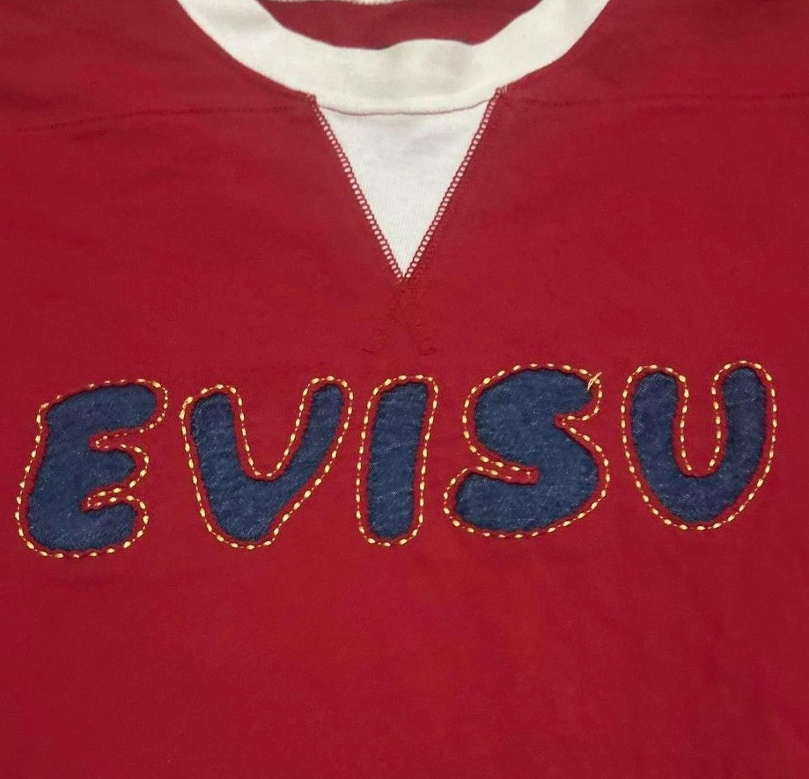 Evisu Authentic Vintage Red Evisu Jersey with Denim Letters Size US L / EU 52-54 / 3 - 2 Thumbnail