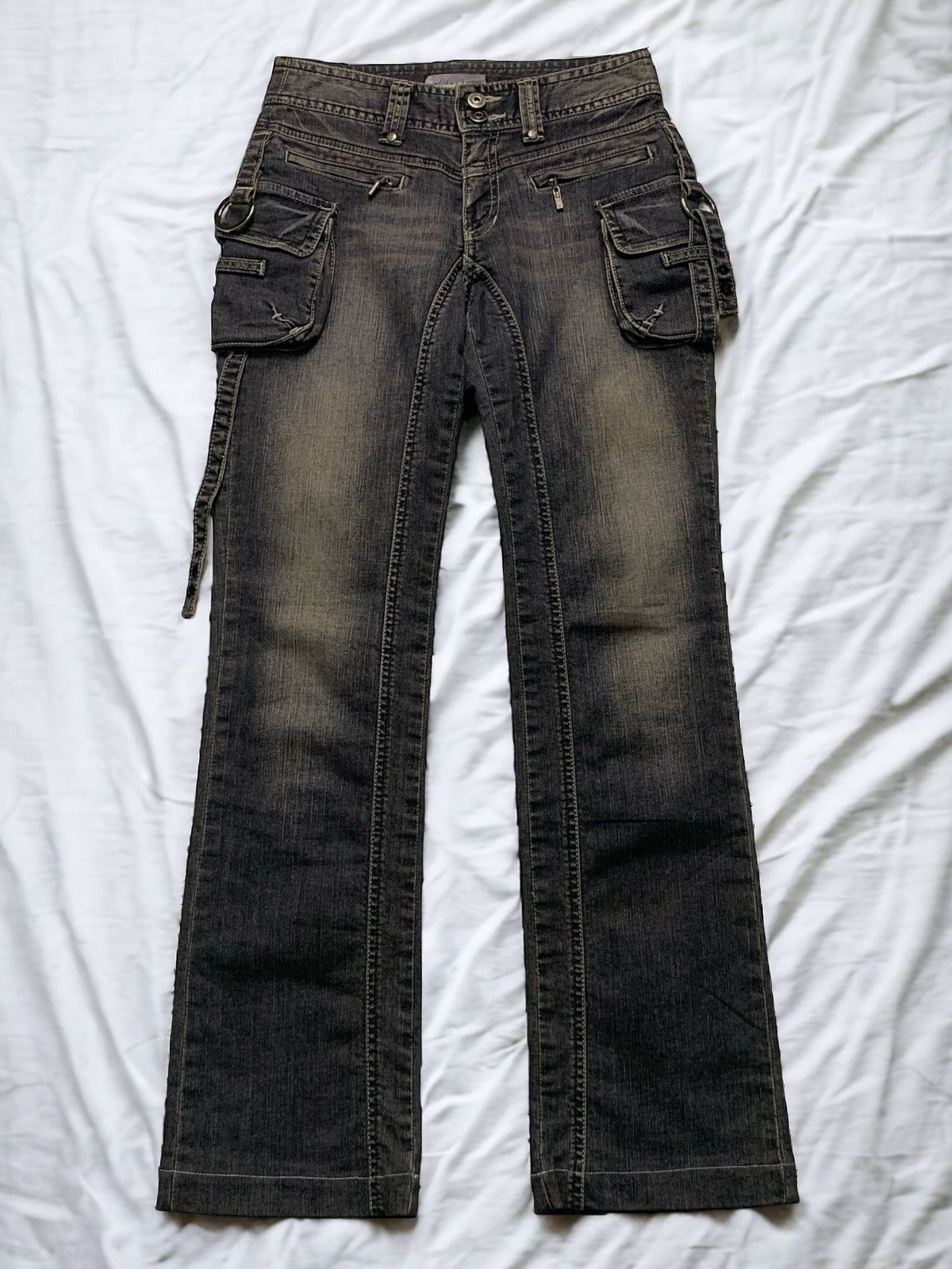 If Six Was Nine Albachez Flare Muddy Multipocket Chain Y2K Punk Size US 27 - 1 Thumbnail
