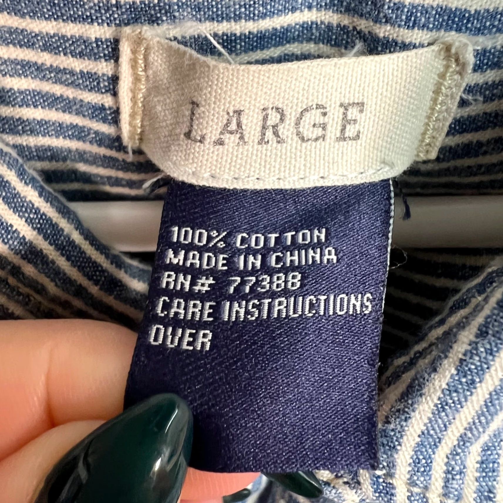Madewell Madewell Jumpsuit Womens Large Blue Striped Long-Sleeve Button-Down Drawstring Womens Size 36" / US 14 / IT 50 - 3 Thumbnail