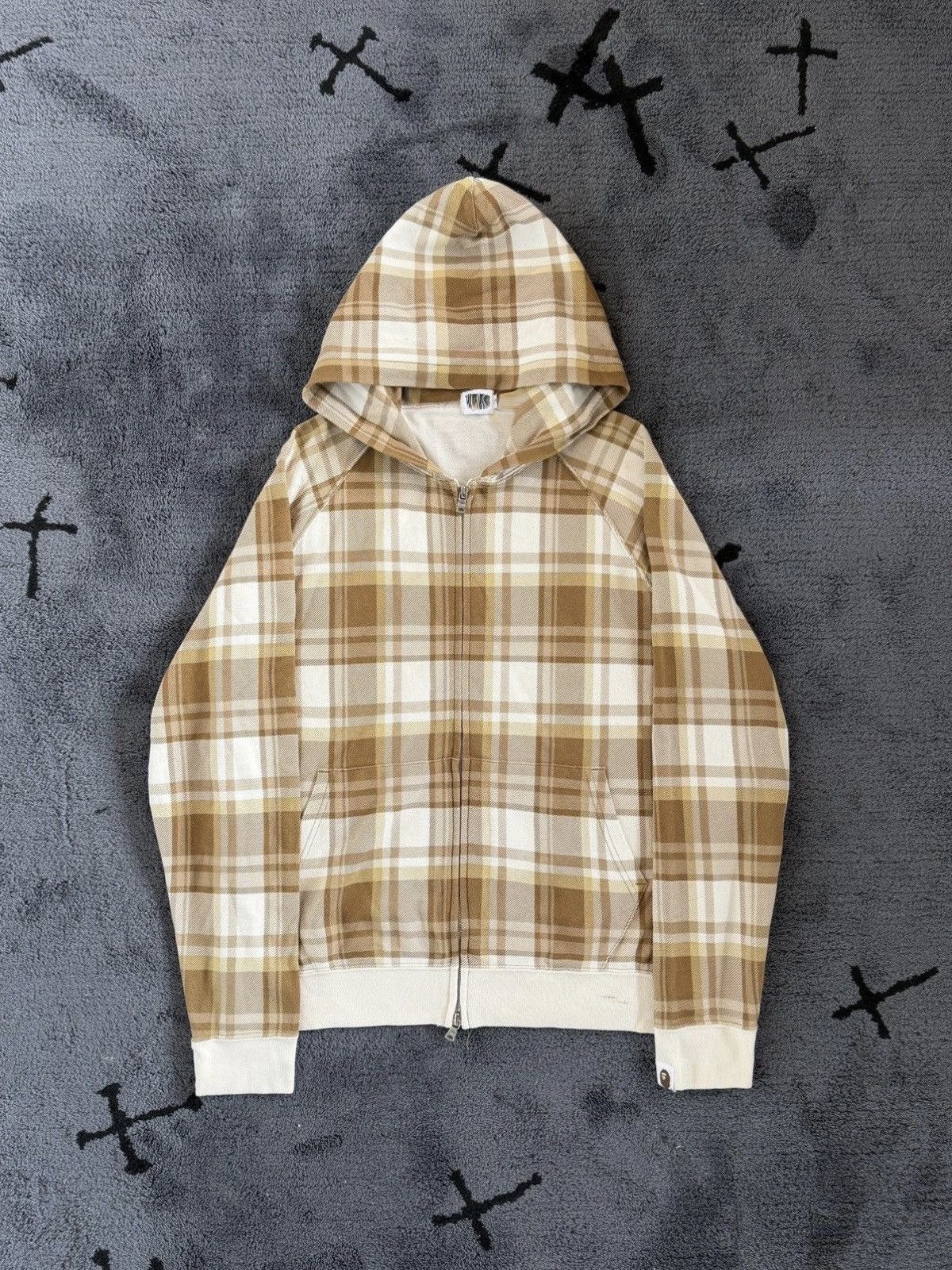 Bape 00s Bape Plaid Beige Zip Up Hoodie Size US M / EU 48-50 / 2 - 2 Thumbnail