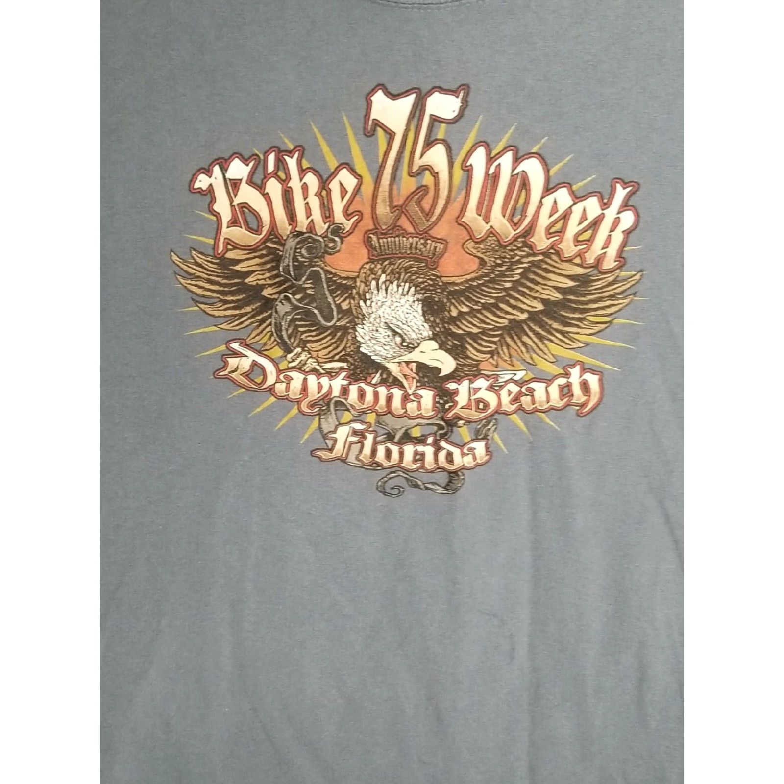 Gildan Mens M Daytona Beach Bike Week 75th Anniversary Blue T Shirt Double Sided Size US M / EU 48-50 / 2 - 4 Thumbnail
