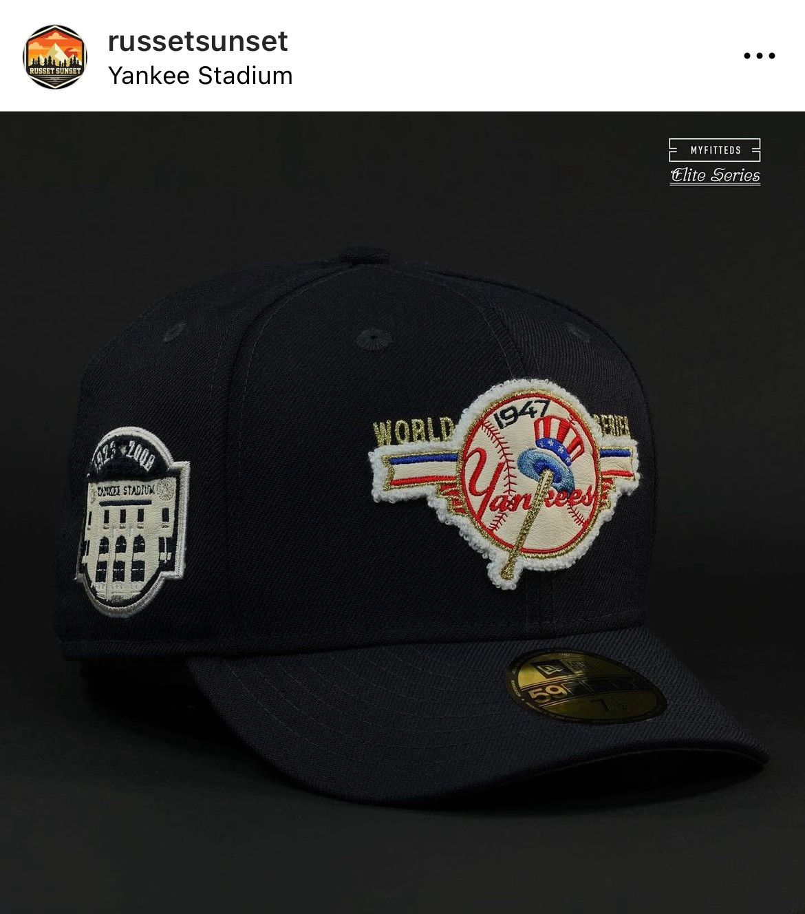 MyFitteds 7 3/8 NEW YORK YANKEES 1947 WORLD SERiES LEATHER PATCH Size ONE SIZE - 1 Thumbnail
