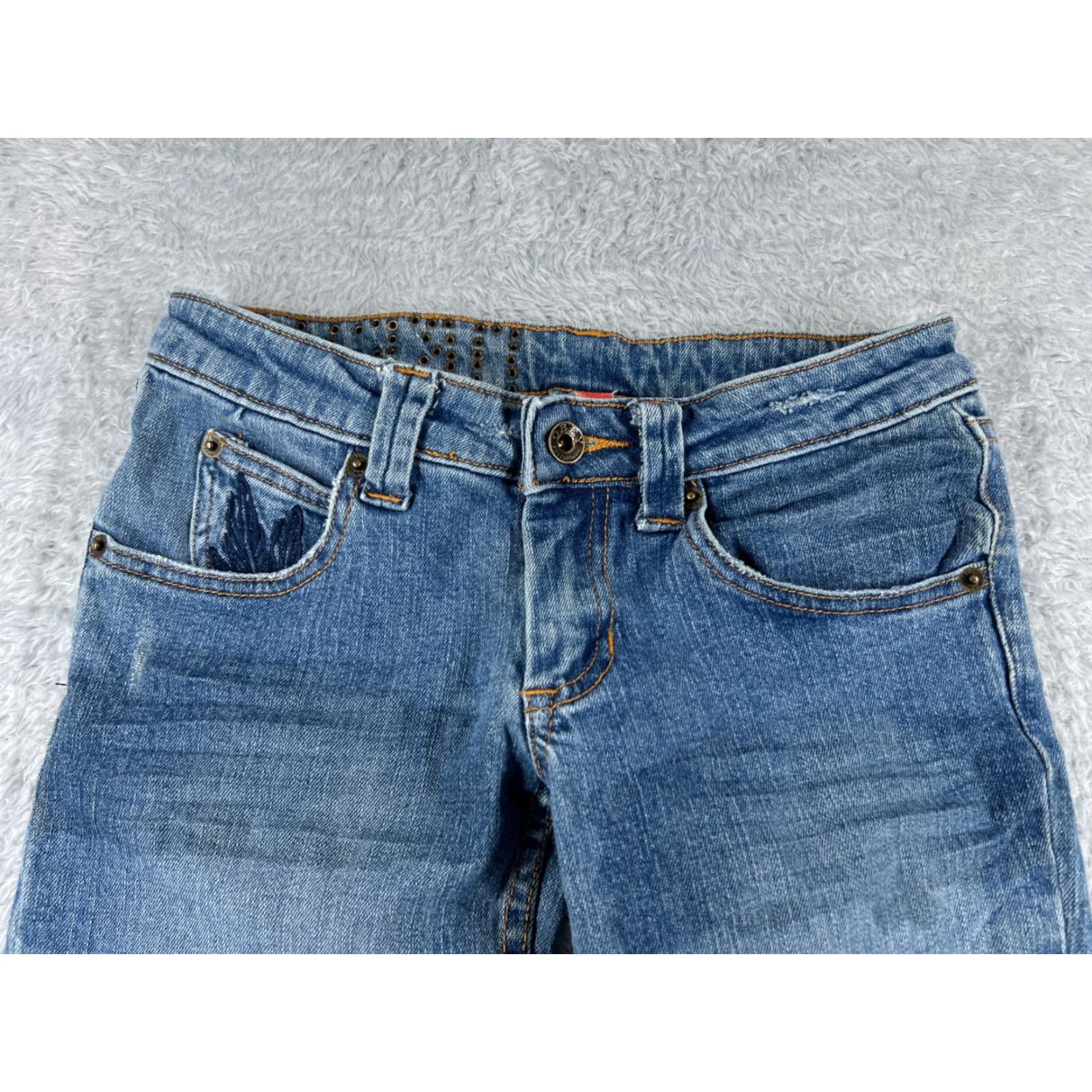 Obey OBEY Jeans 0 24x29 Blue Denim Straight Ankle Zip Studded Womens Size 25" / US 0 / IT 36 - 4 Thumbnail