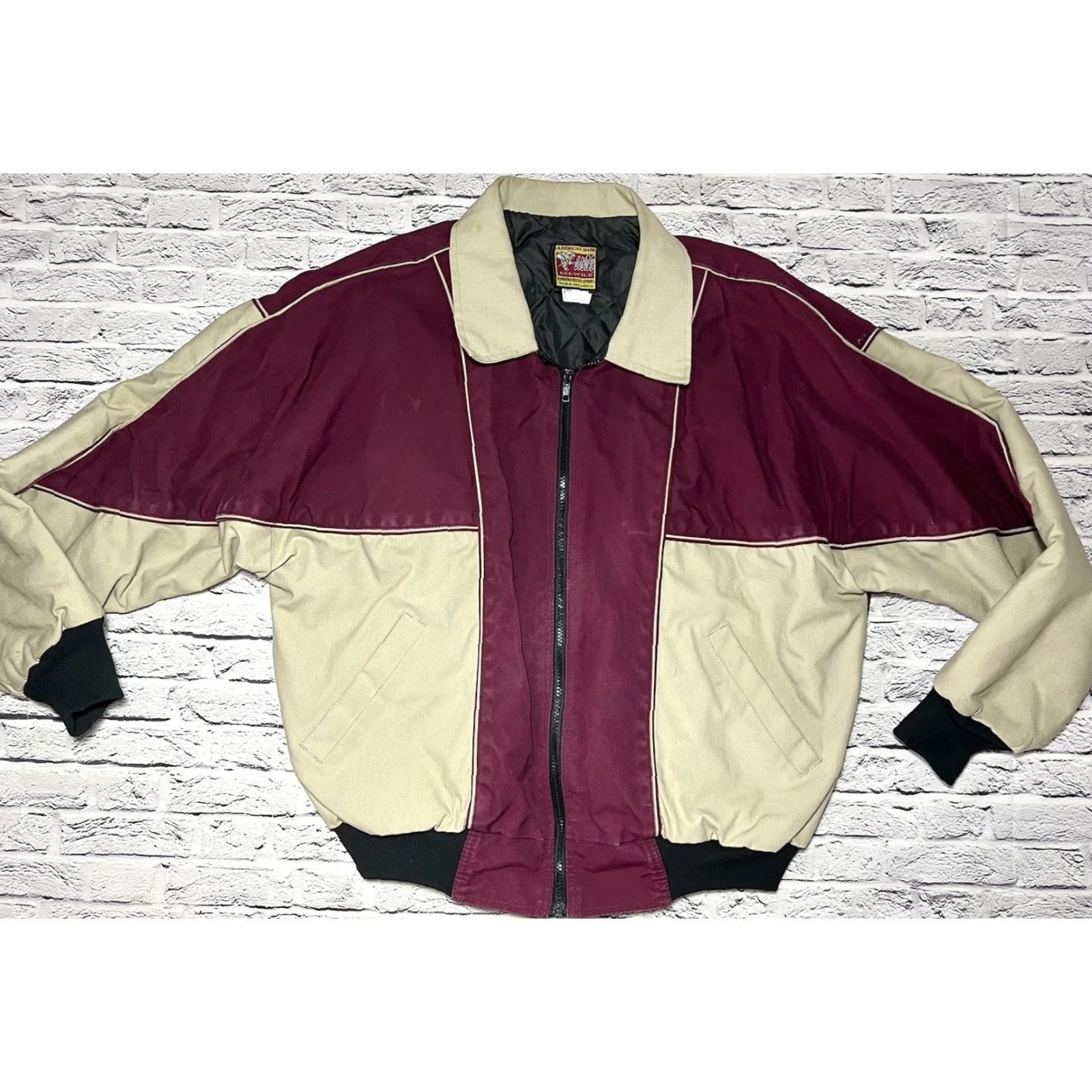 VINTAGE Bee-wild Canvas Bomber Jacket Mens L Red