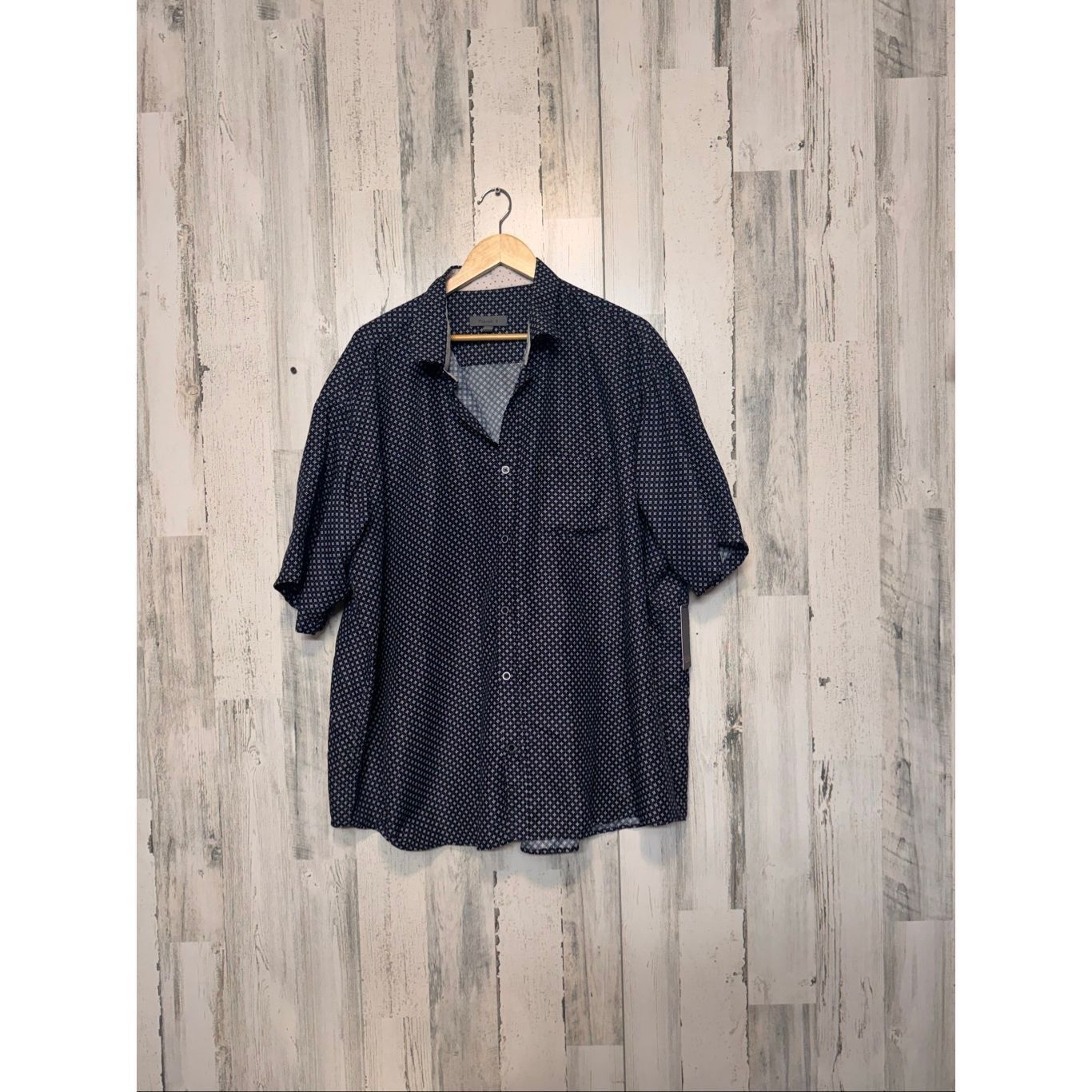 Free Planet Planet B Men’s Short Sleeve Button Up Shirt Blue Geometric P Size US XXL / EU 58 / 5 - 1 Thumbnail