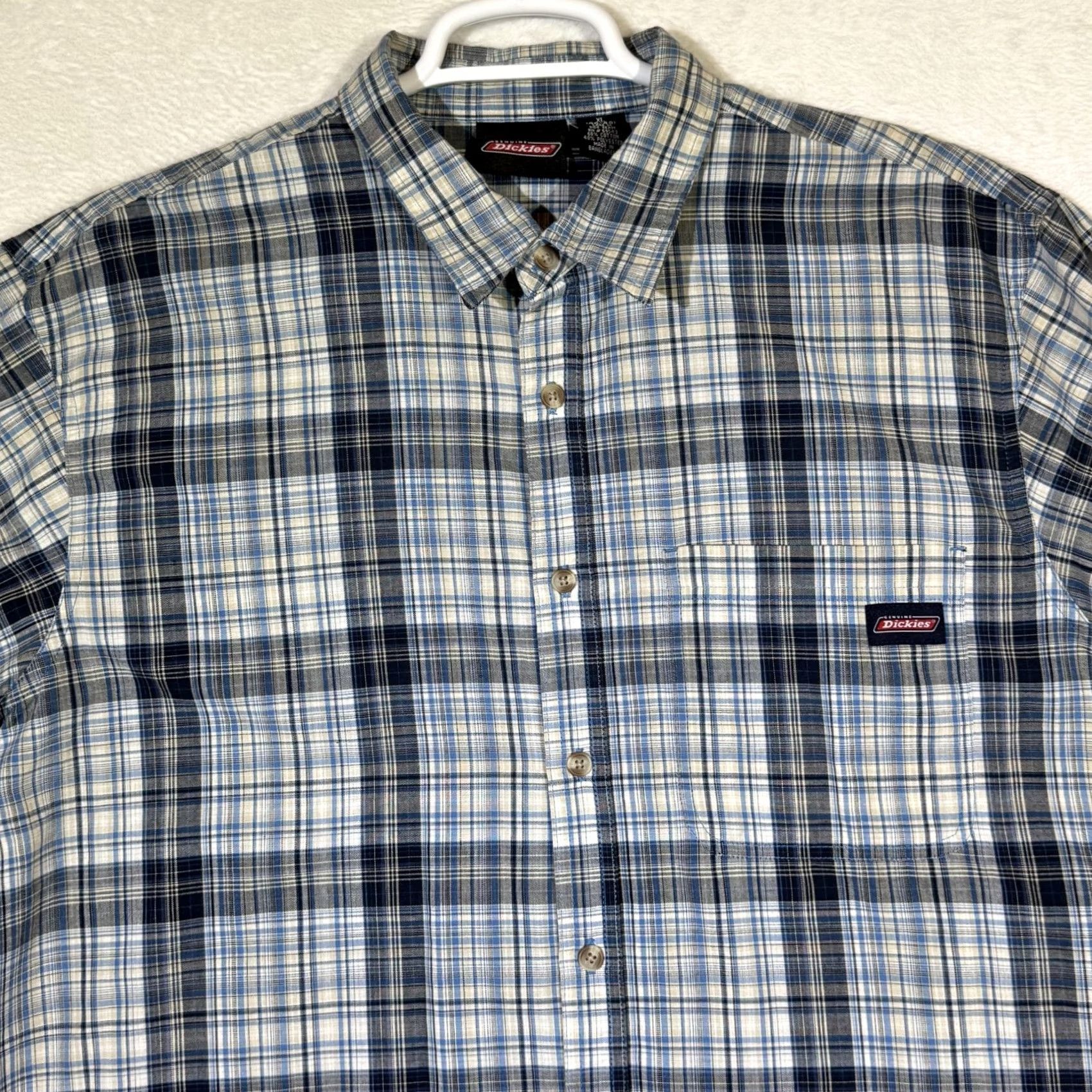 Dickies Dickies Shirt Mens XL Blue Plaid Button Down Short Sleeve Workwear Cotton Size US XL / EU 56 / 4 - 4 Thumbnail