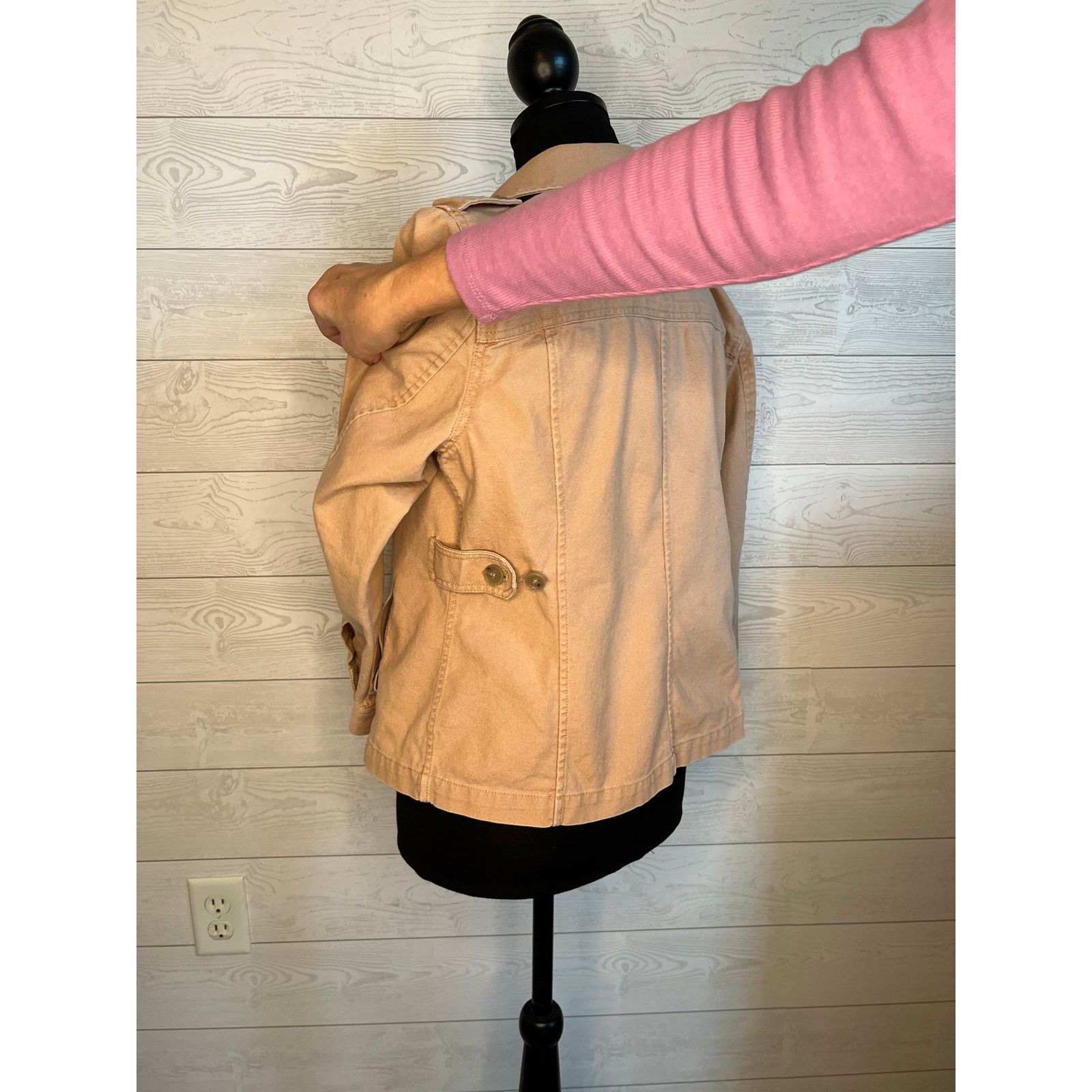 Loft LOFT tan denim utility jacket Size MP Safari military Size M / US 6-8 / IT 42-44 - 8 Thumbnail