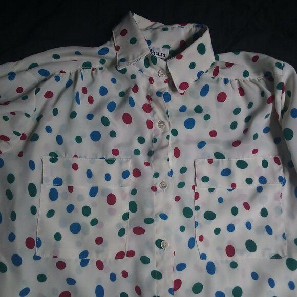 Other Vintage All Hours Polka Dots Polyester Disco Shirt Size XS / US 0-2 / IT 36-38 - 1 Thumbnail