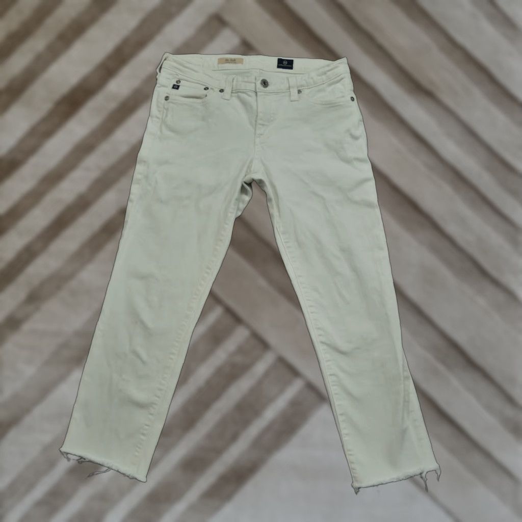 Vintage AG Adriano Goldschmied Jeans Womens 28R 28 White Cropped Raw Hem The Stilt Shirt? Size 28" / US 6 / IT 42 - 1 Thumbnail