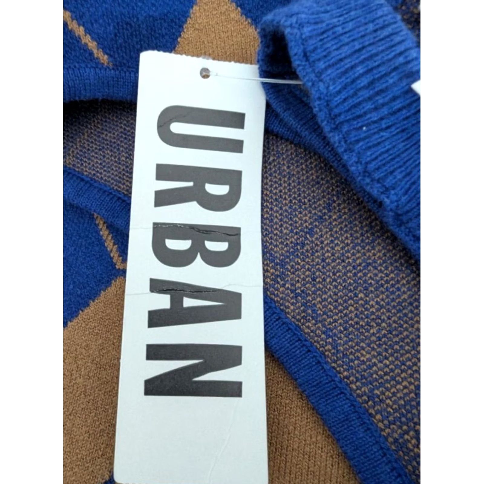 Urban Outfitters VINTAGE Urban Outfitters Argyle Halter Knit Mini Dress Blue Tan Womens M NWT Academia Size M / US 6-8 / IT 42-44 - 5 Thumbnail