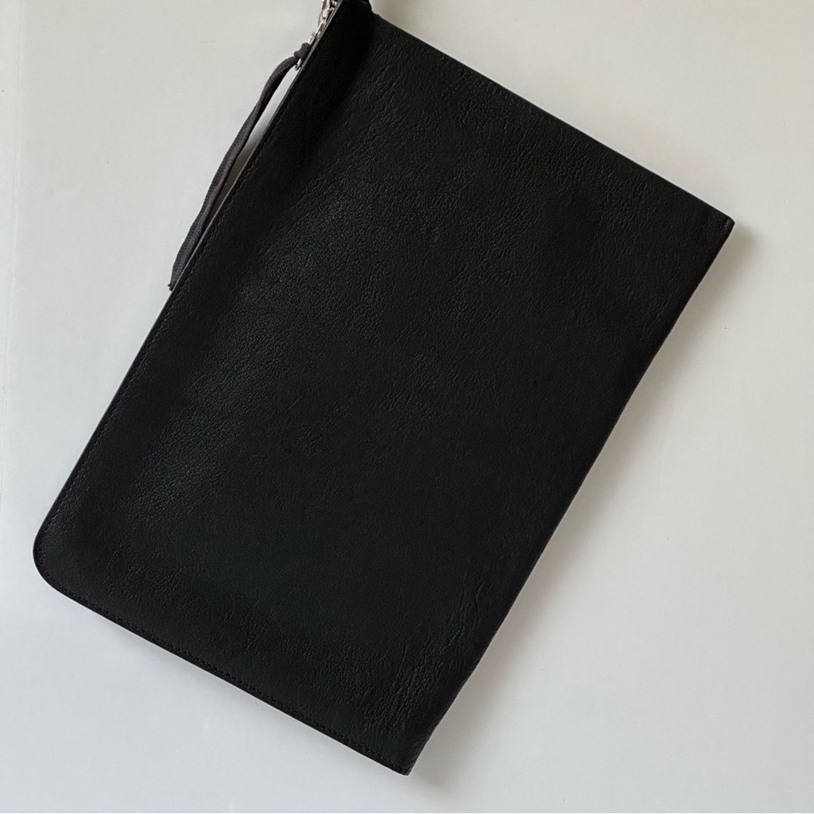 11 By Boris Bidjan Saberi Zip-Around Large Wallet Pouch Black Grained Leather Bag Size ONE SIZE - 9 Thumbnail