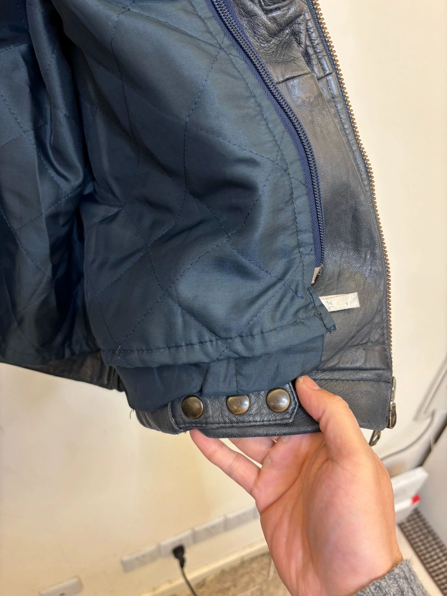 Vintage Vintage 80s French Pilot Calfskin Leather - Midnight Blue Size US XL / EU 56 / 4 - 7 Thumbnail