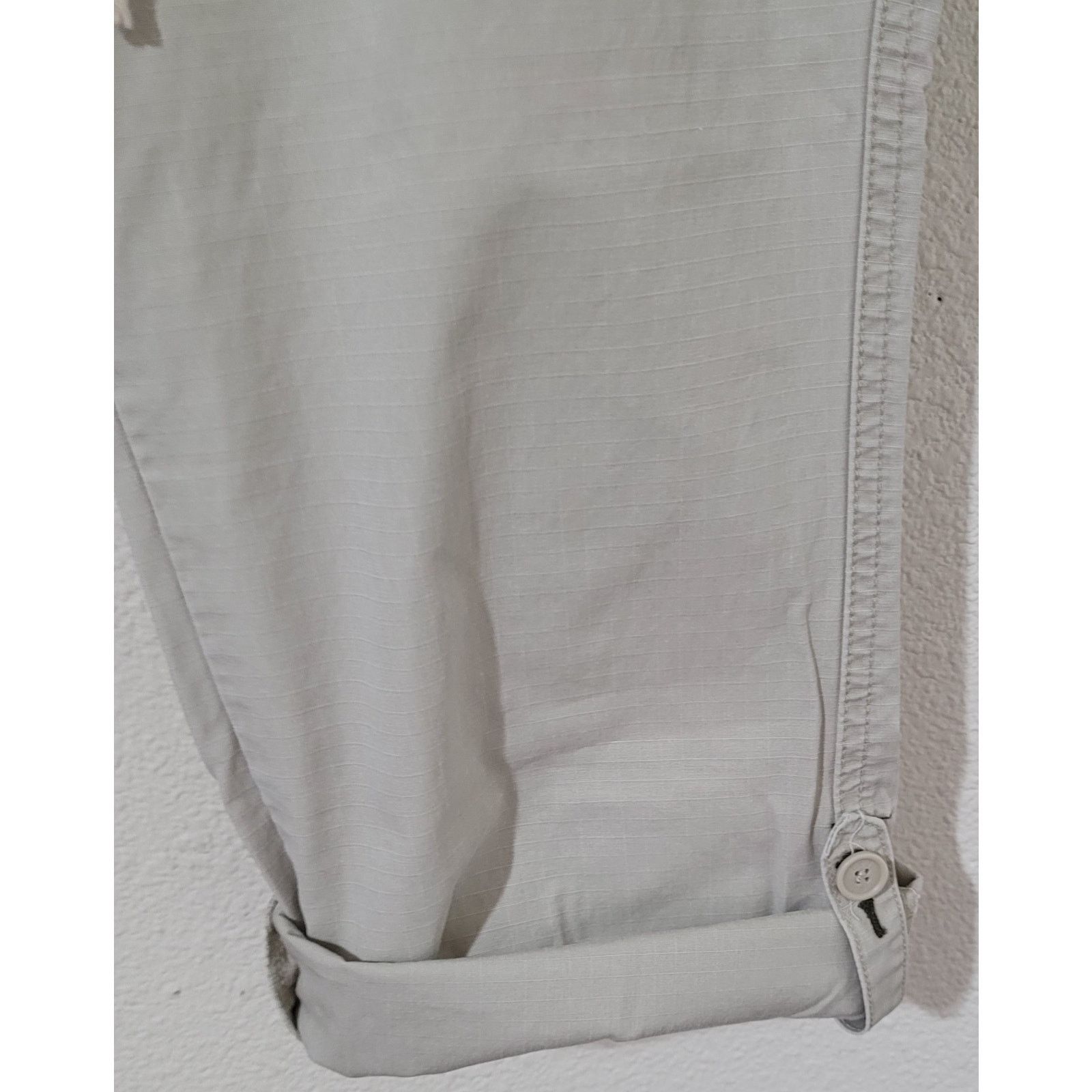Other LEI Beige Drawstring Waist Capris 7 Juniors Roll Tab Hem Size 33" - 3 Thumbnail