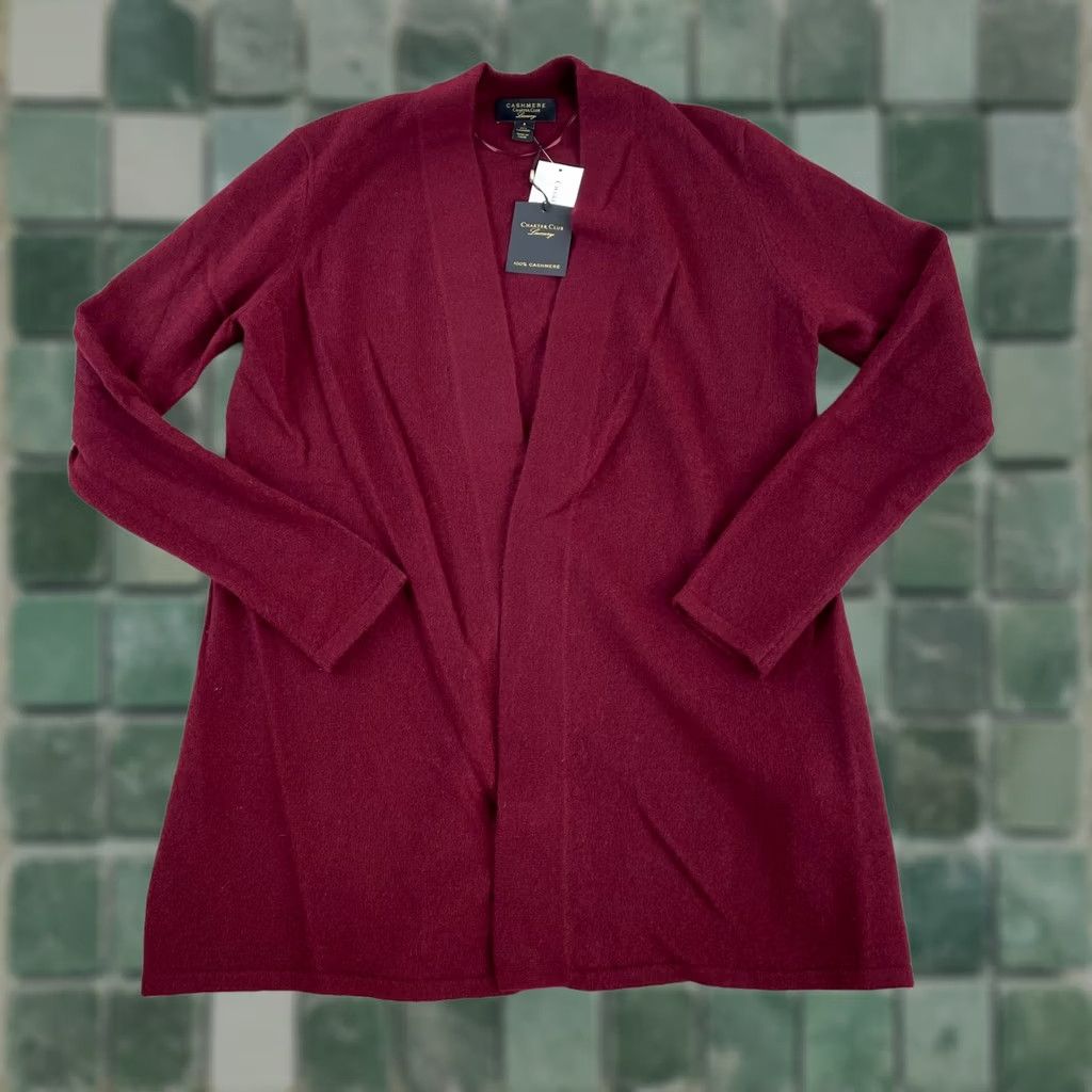 Charter Club Charter Club Duster Sweater Women S Cardigan 100% Cashmere Burgundy NWT 189 NWT Size S / US 4 / IT 40 - 1 Thumbnail