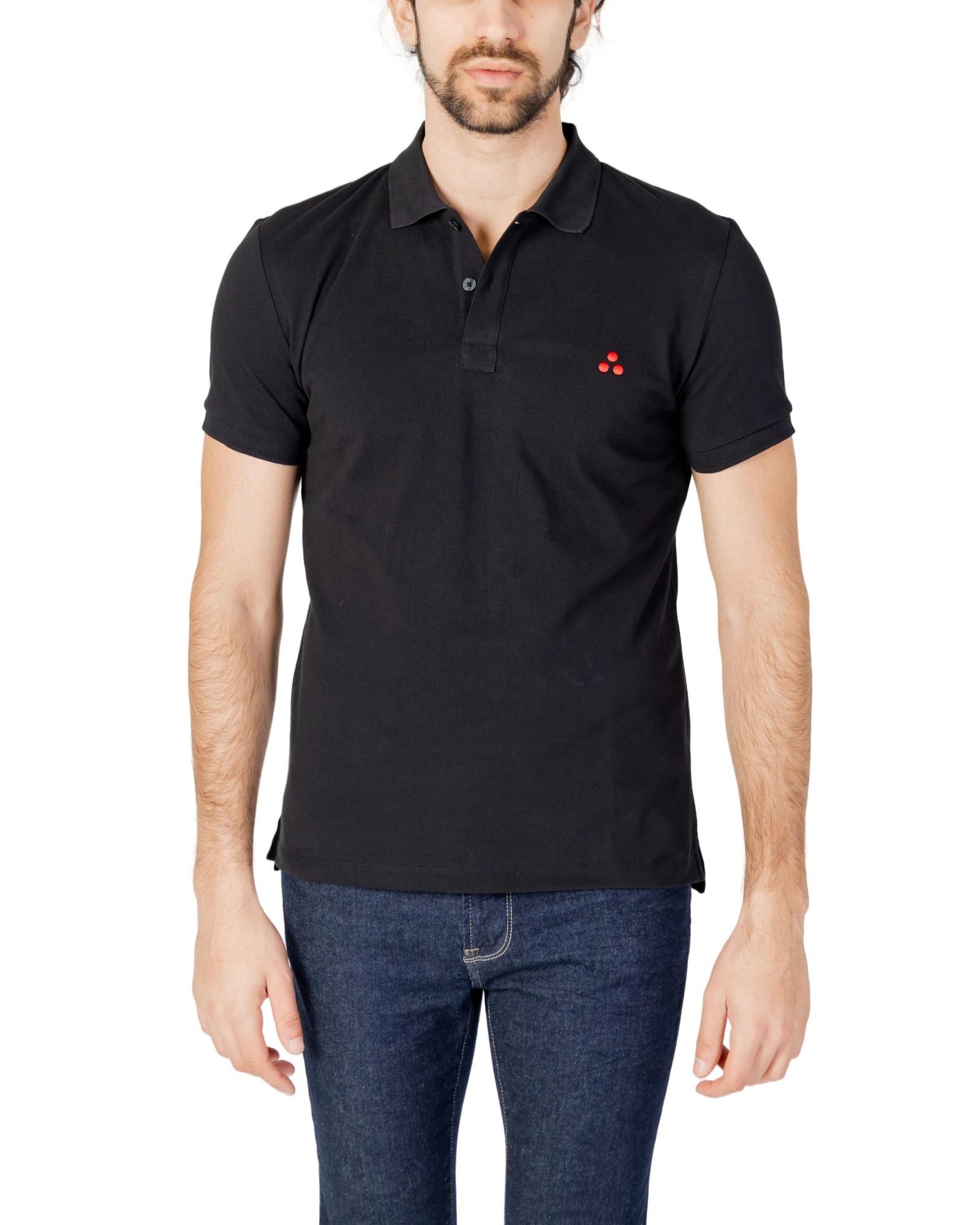 image of Peuterey Cotton Polo Shirt With Button Fastening in Black, Men's (Size Medium)