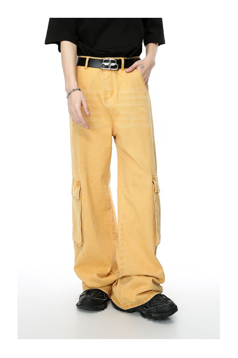 Japanese Brand × Jean Retro loose straight yellow workwear jeans Size US 32 / EU 48 - 4 Thumbnail