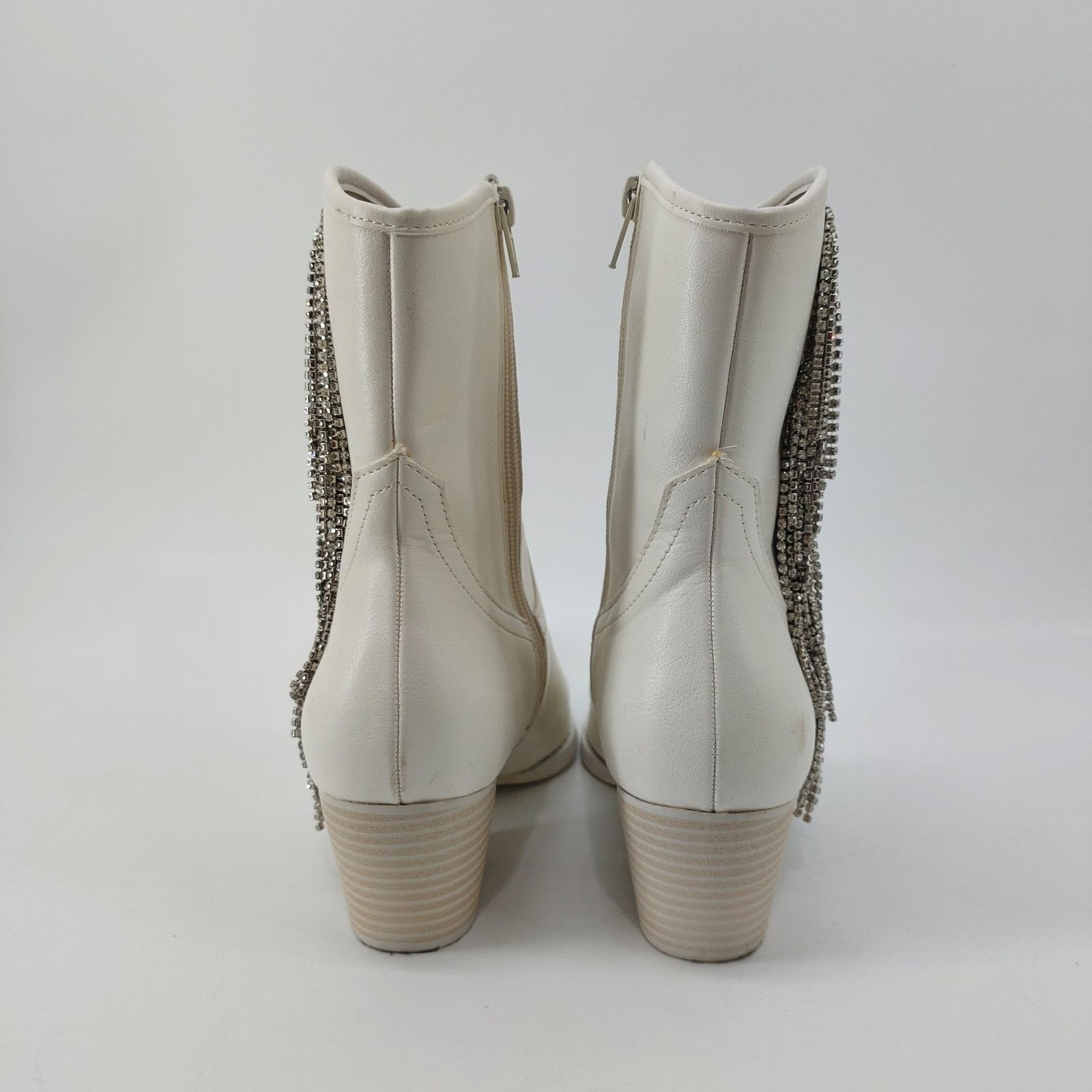 Other Altar'd State White Western Boot Rhinestone Fringe Ankle 8 Size US 8 / IT 38 - 4 Thumbnail